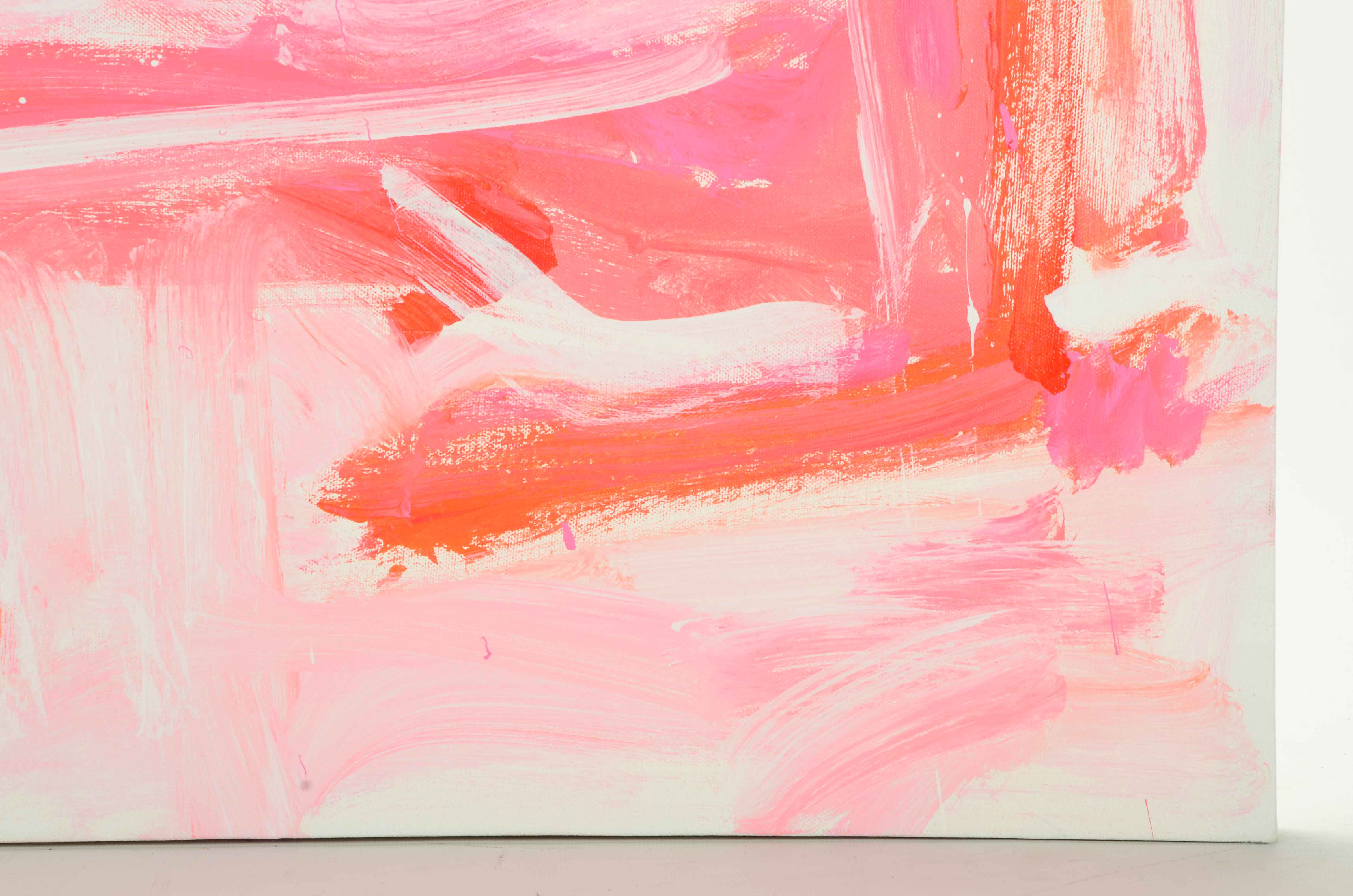 Robbie Kemper Abstract Acrylic Painting "White and Pink Squares"