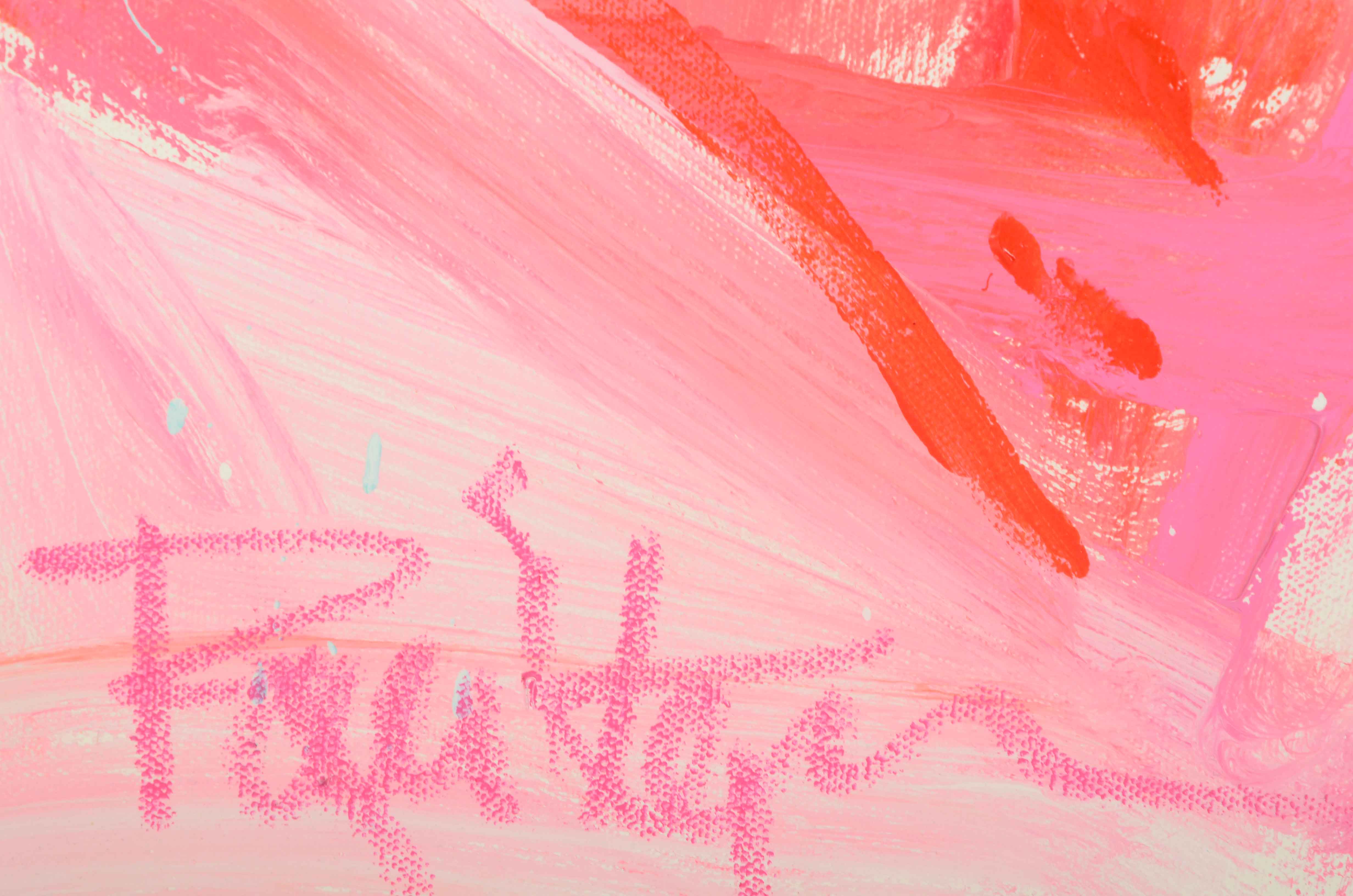 Robbie Kemper Abstract Acrylic Painting "White and Pink Squares"