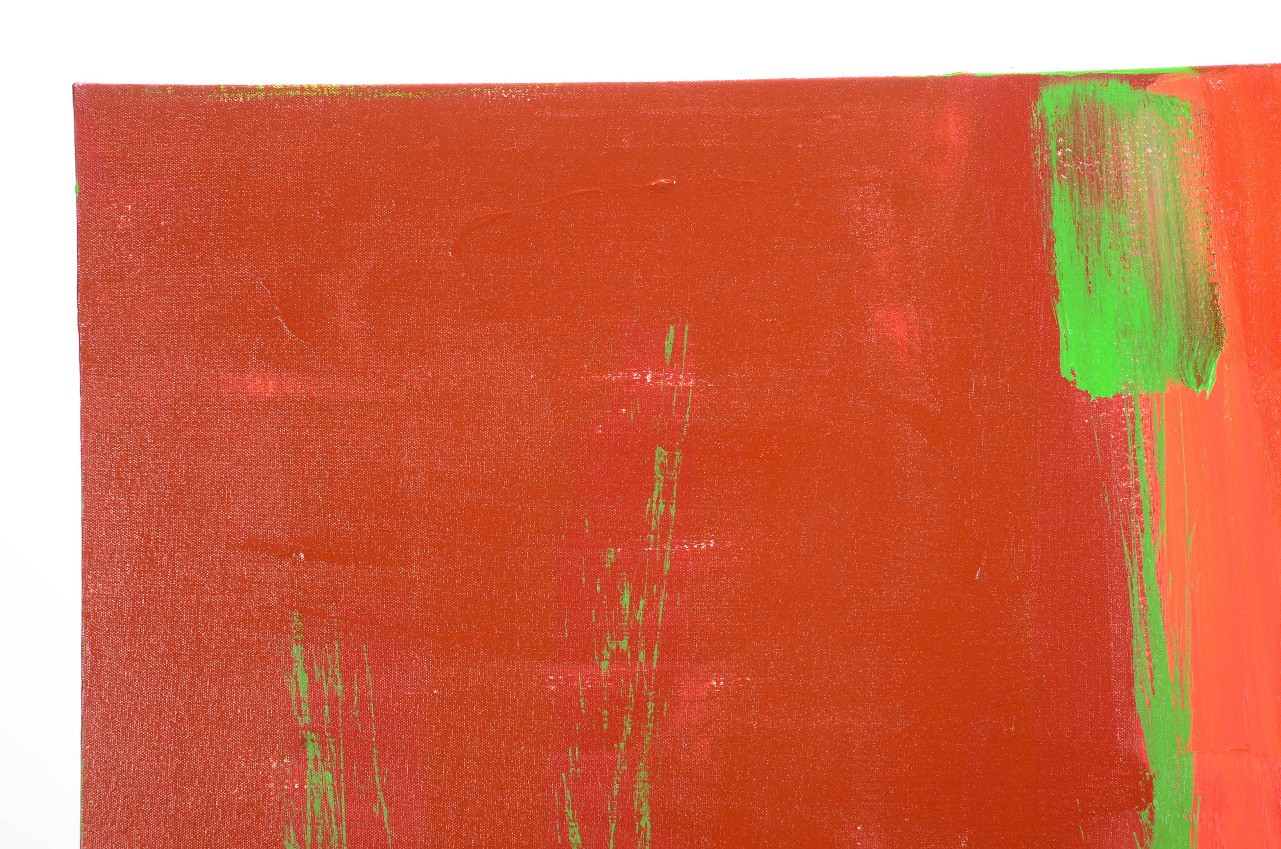 J. Popolin Acrylic on Canvas "Brick, Orange, Green Accents"