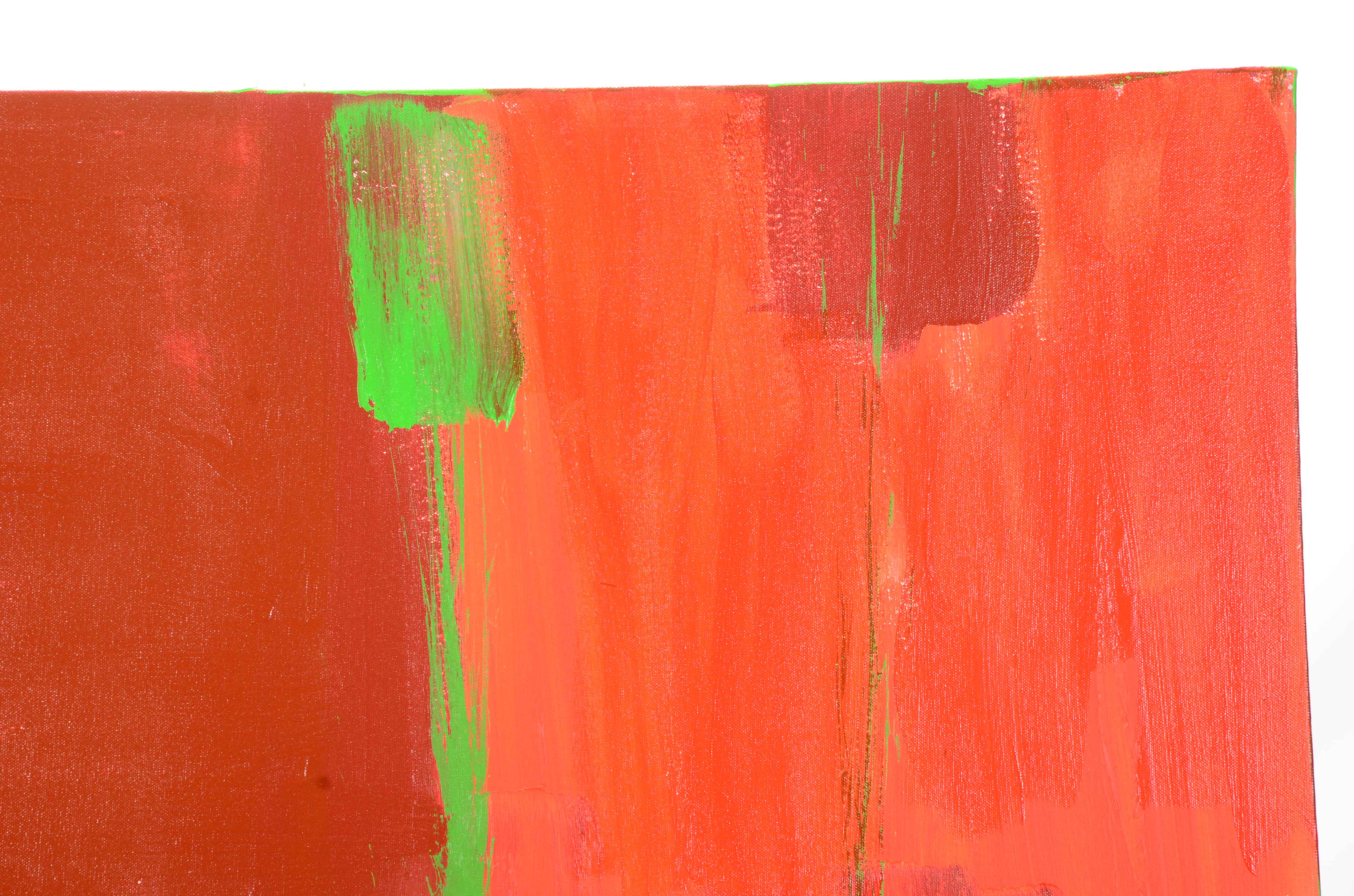 J. Popolin Acrylic on Canvas "Brick, Orange, Green Accents"