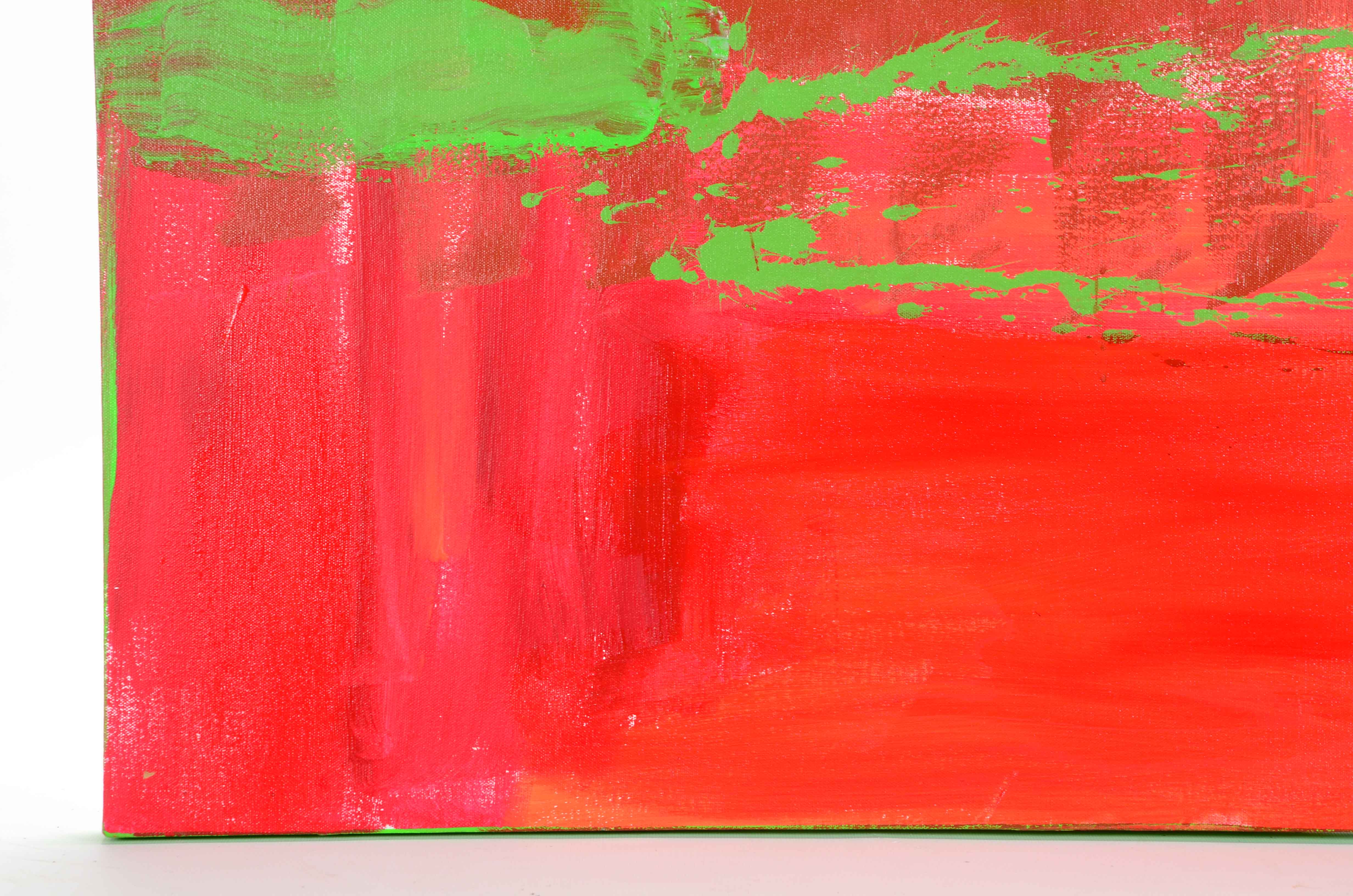 J. Popolin Acrylic on Canvas "Brick, Orange, Green Accents"