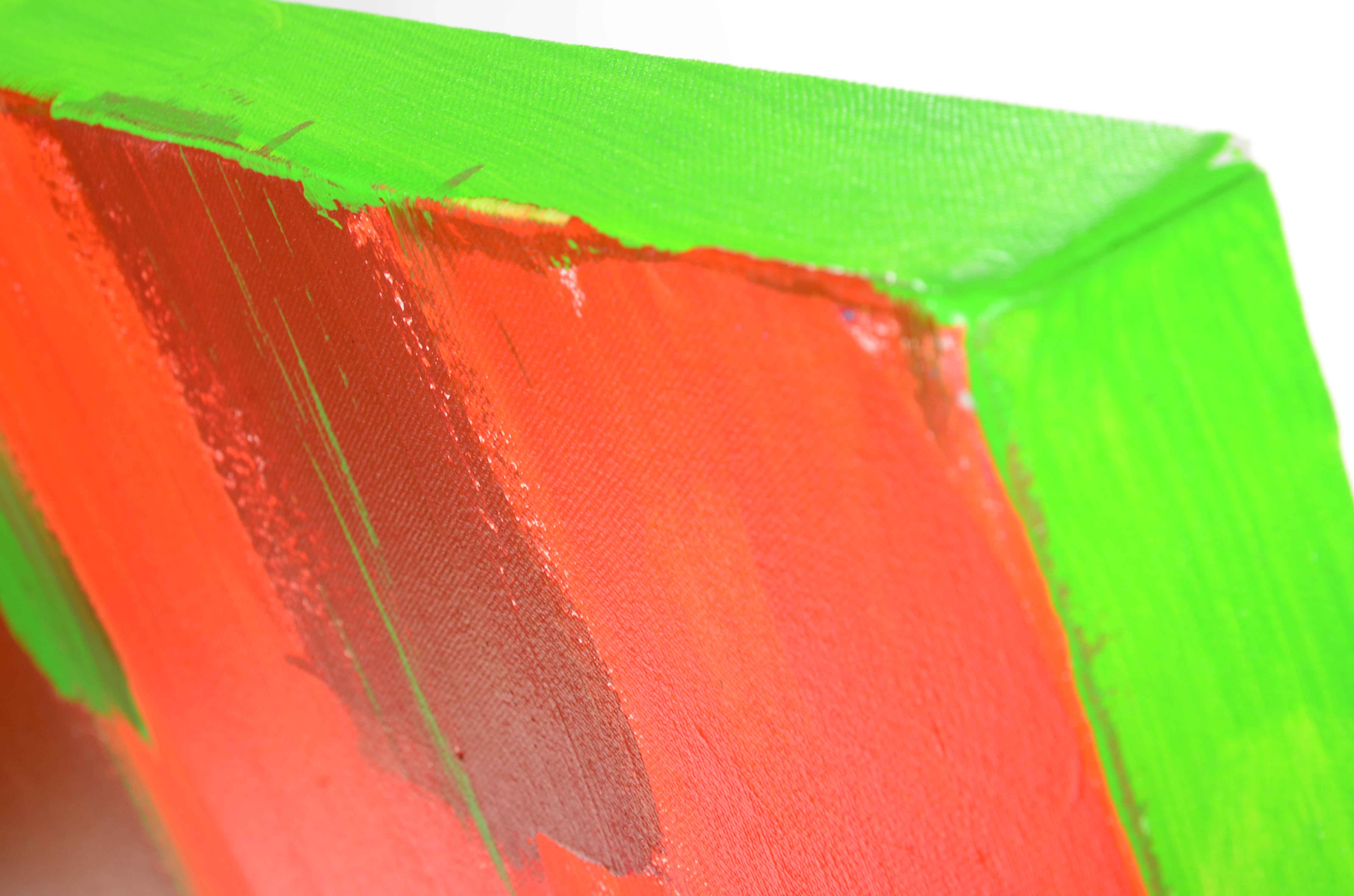 J. Popolin Acrylic on Canvas "Brick, Orange, Green Accents"