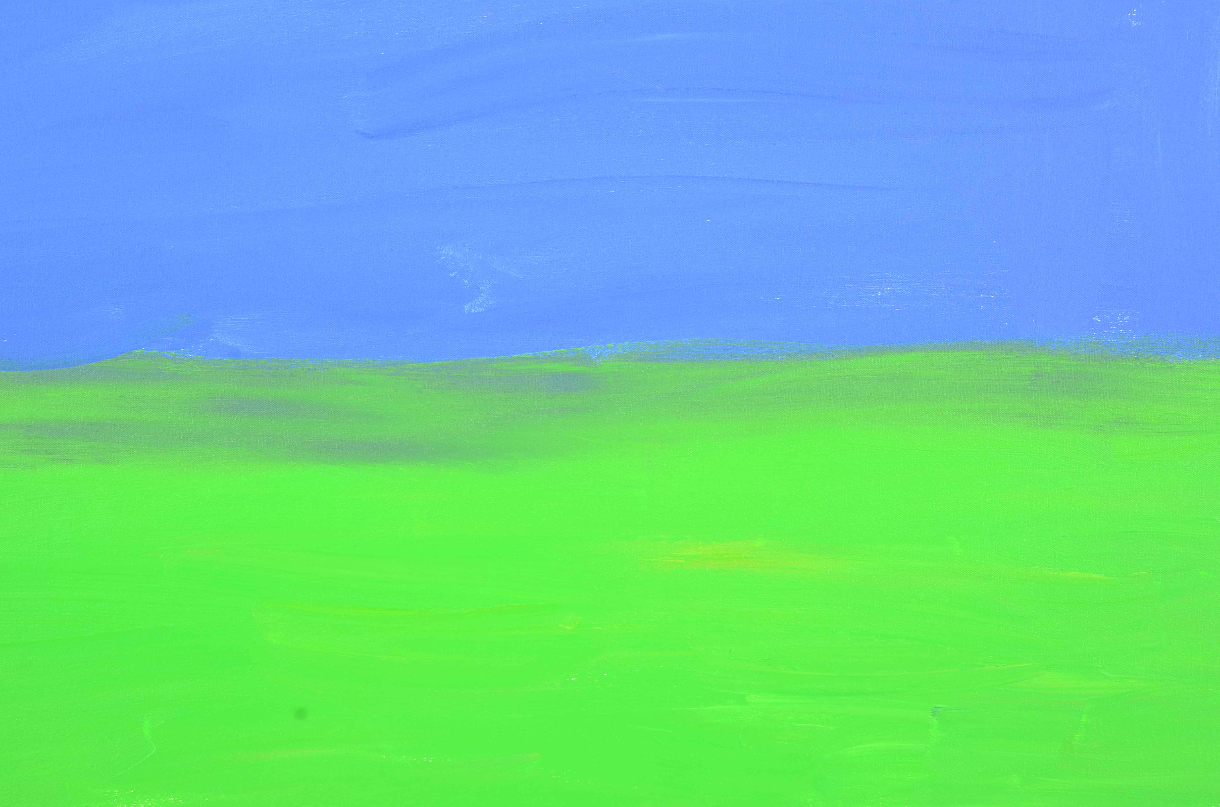 J. Popolin Acrylic Painting on Canvas "Blue, Green Fields"