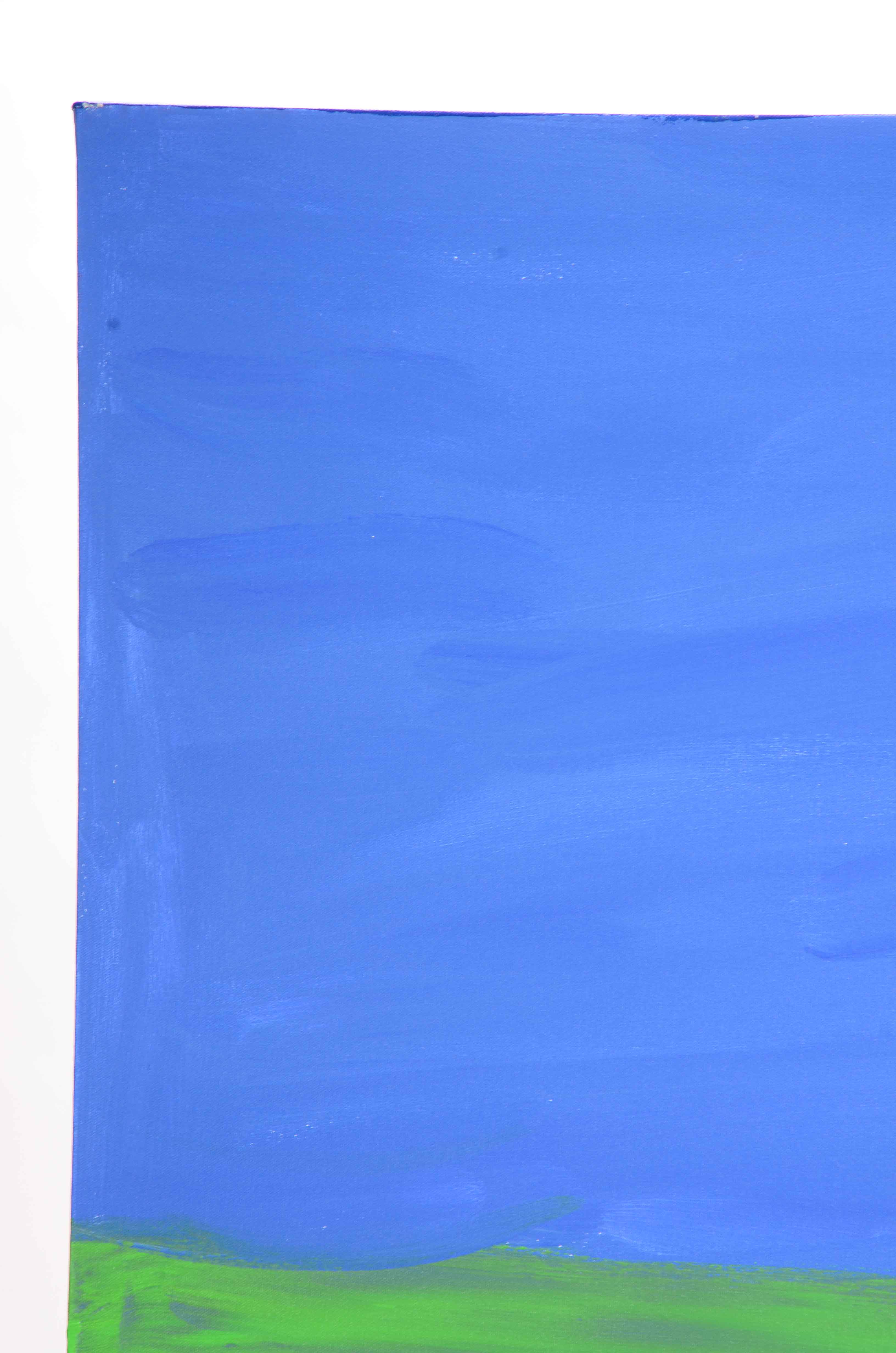 J. Popolin Acrylic Painting on Canvas "Blue, Green Fields"