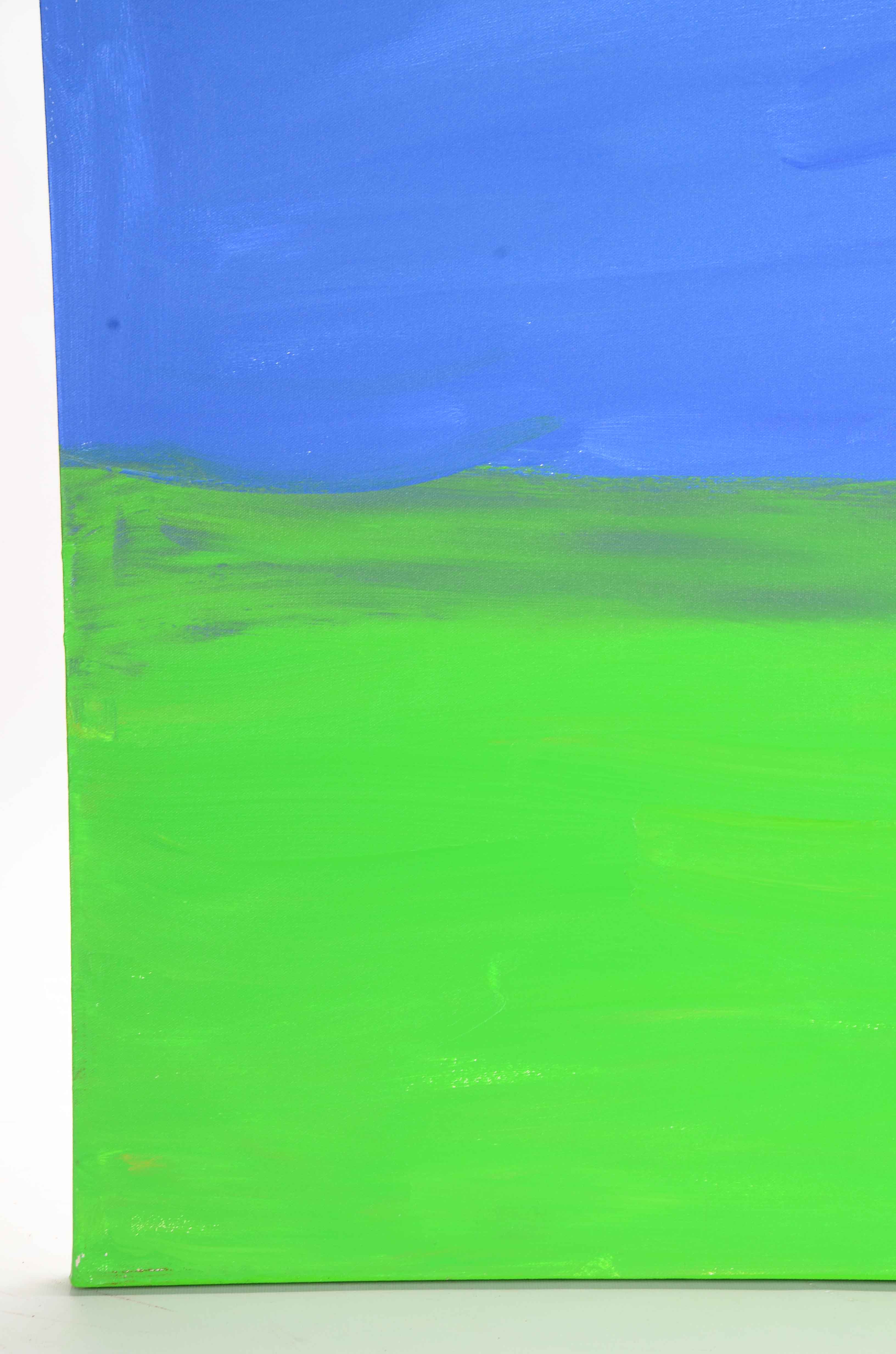 J. Popolin Acrylic Painting on Canvas "Blue, Green Fields"