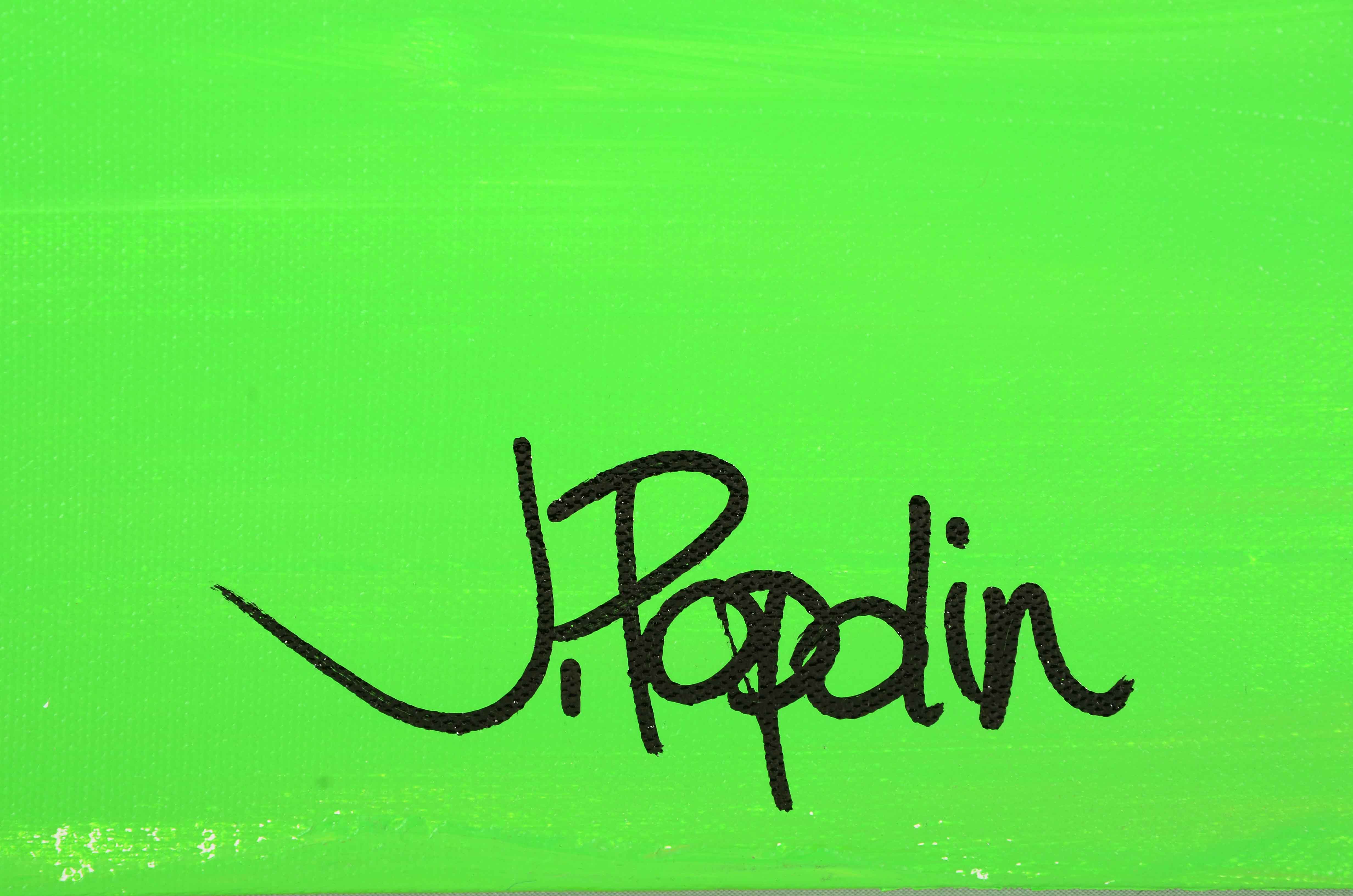 J. Popolin Acrylic Painting on Canvas "Blue, Green Fields"