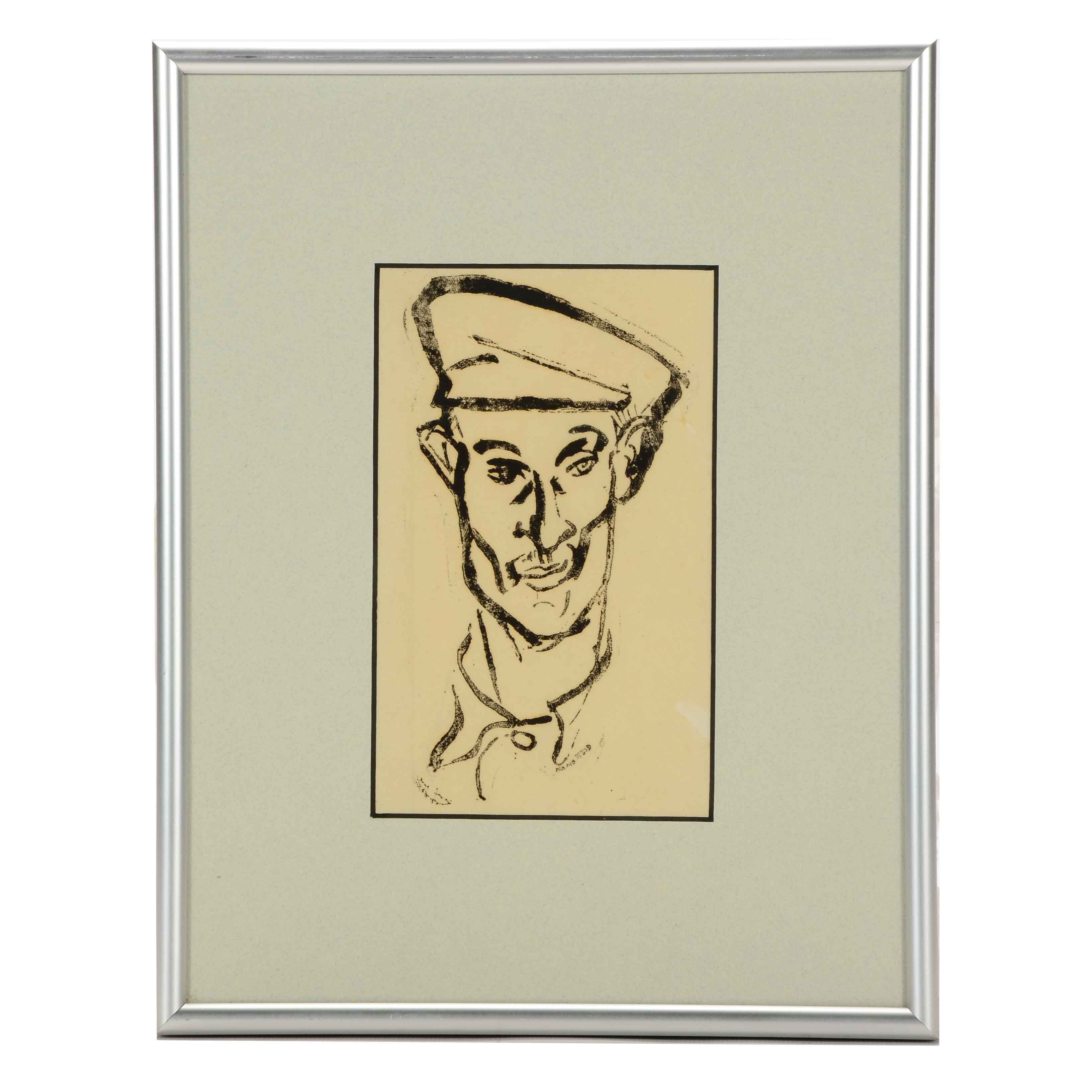 Nano Reid Relief Print after a Portrait