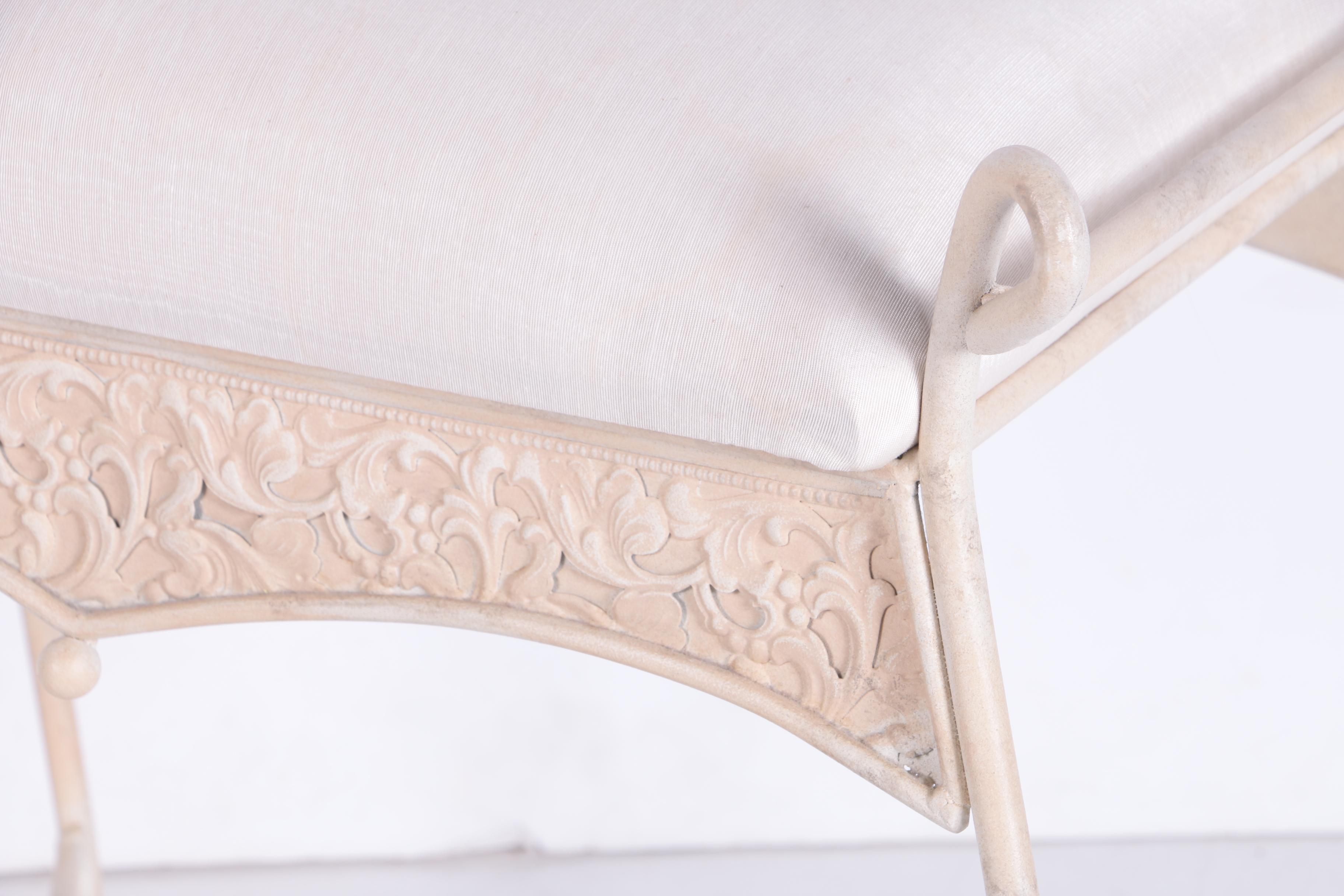 Painted Wrought Iron Vanity Bench