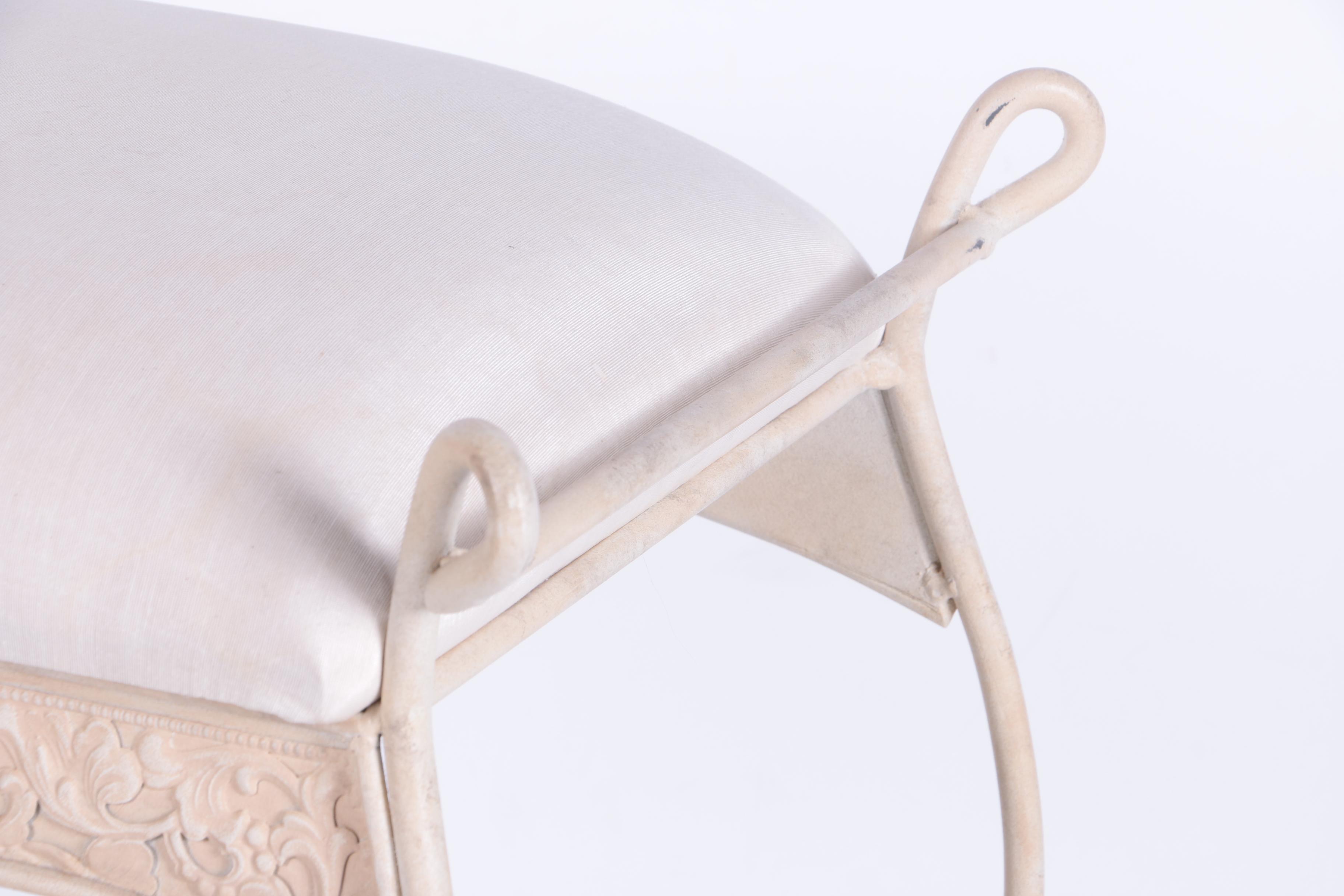 Painted Wrought Iron Vanity Bench