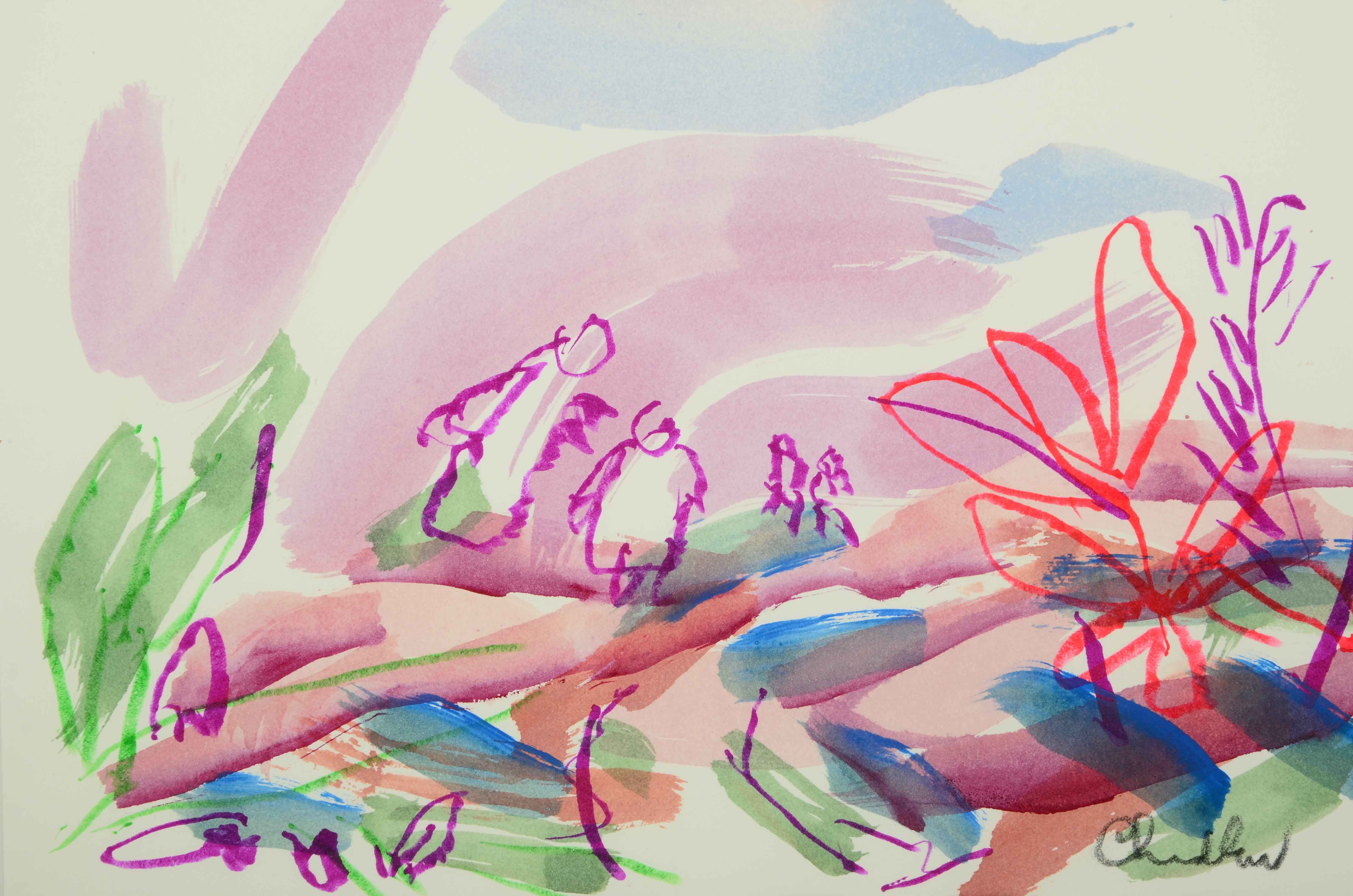 Paul Chidlaw Signed Abstract Watercolor