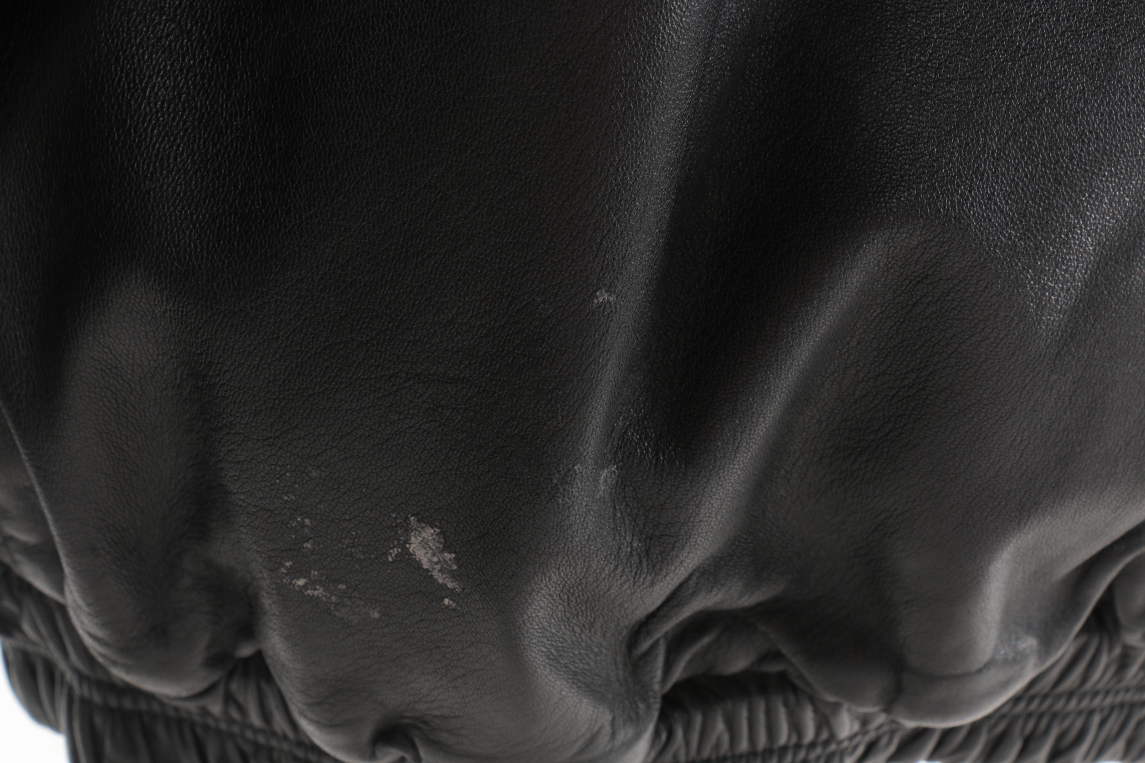 Reversible Black Mink Fur and Black Leather Zipper Front Jacket