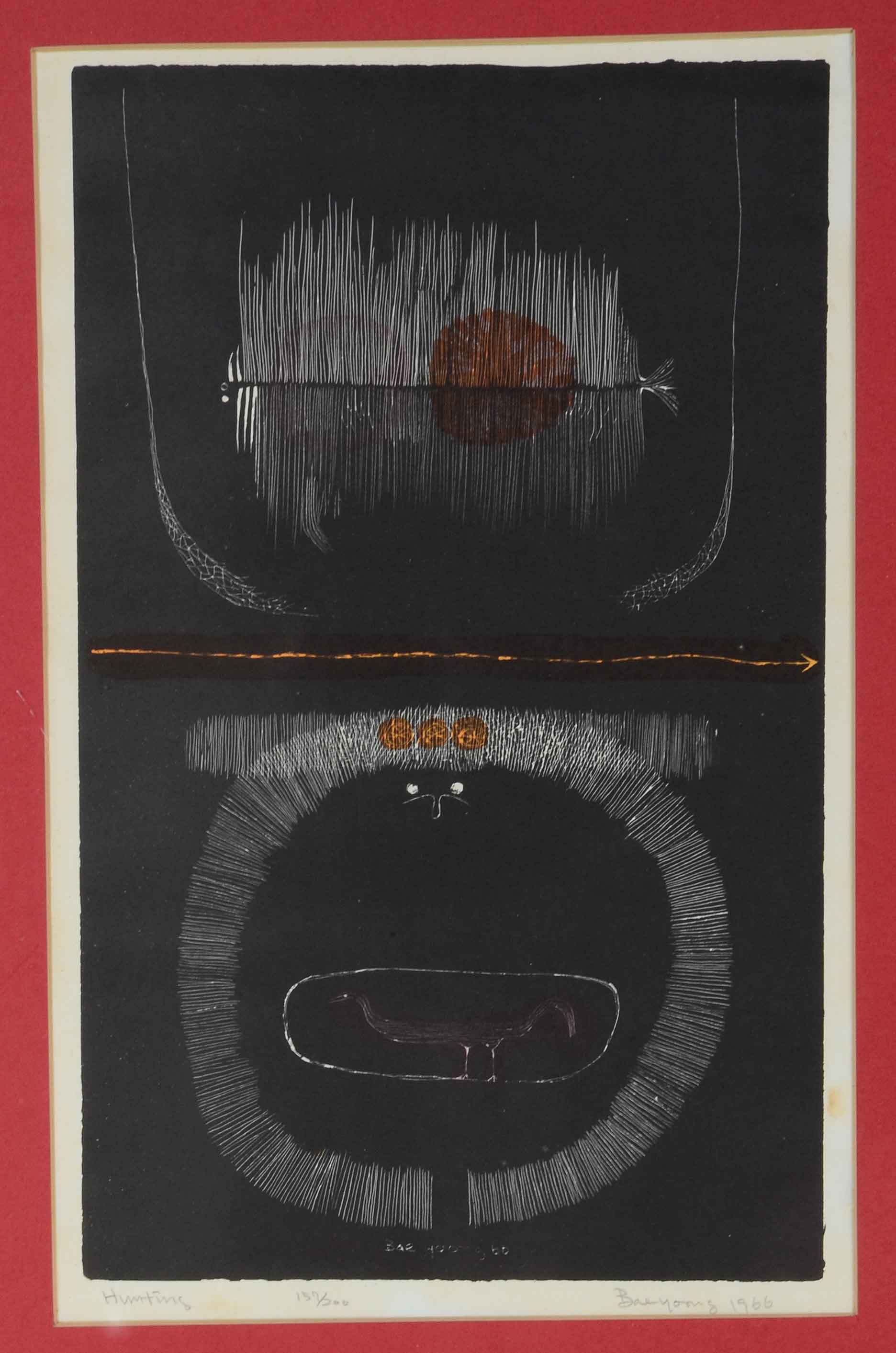 Yoong Bae Signed Lithographic Print "Hunting"