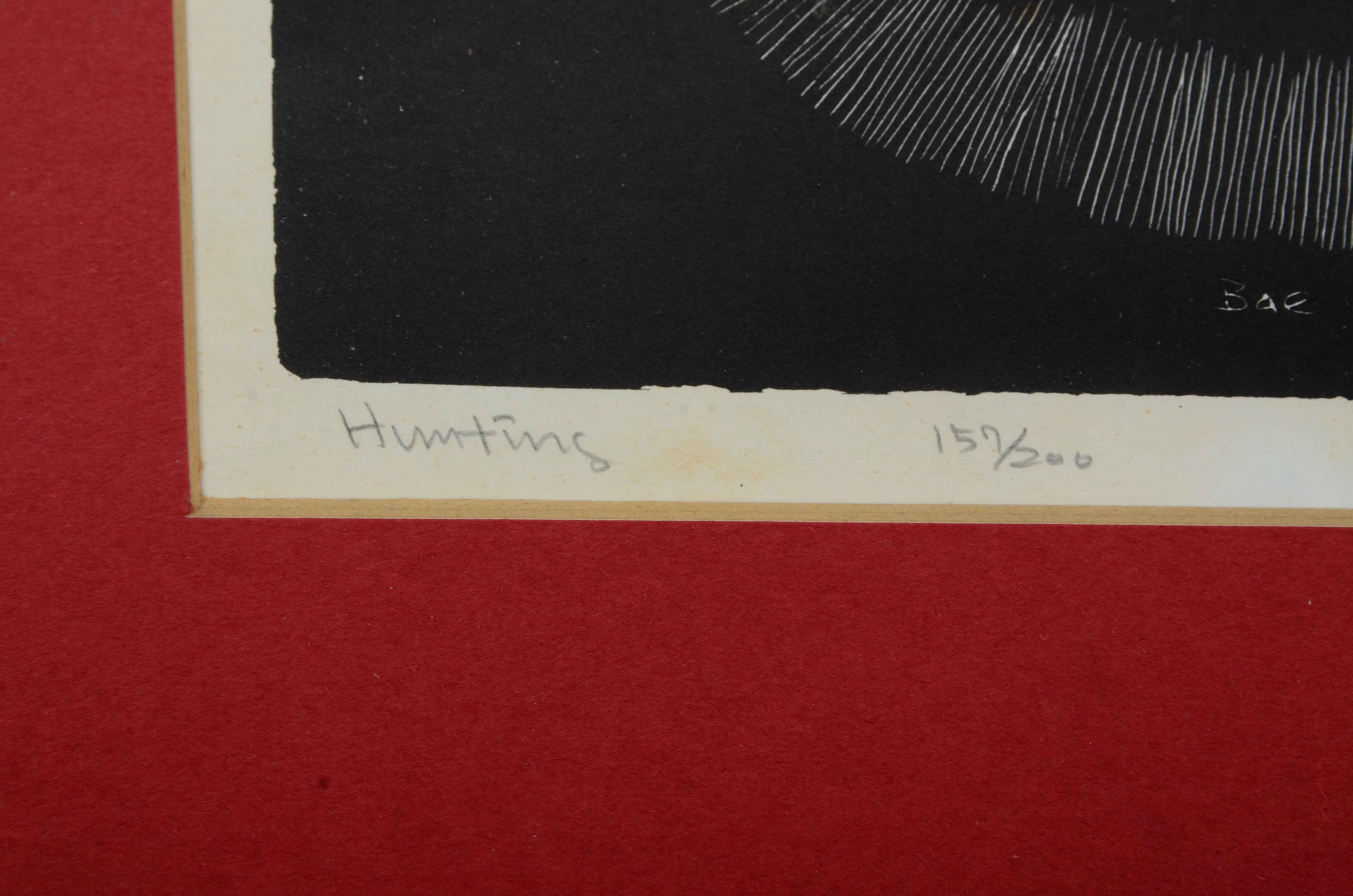 Yoong Bae Signed Lithographic Print "Hunting"