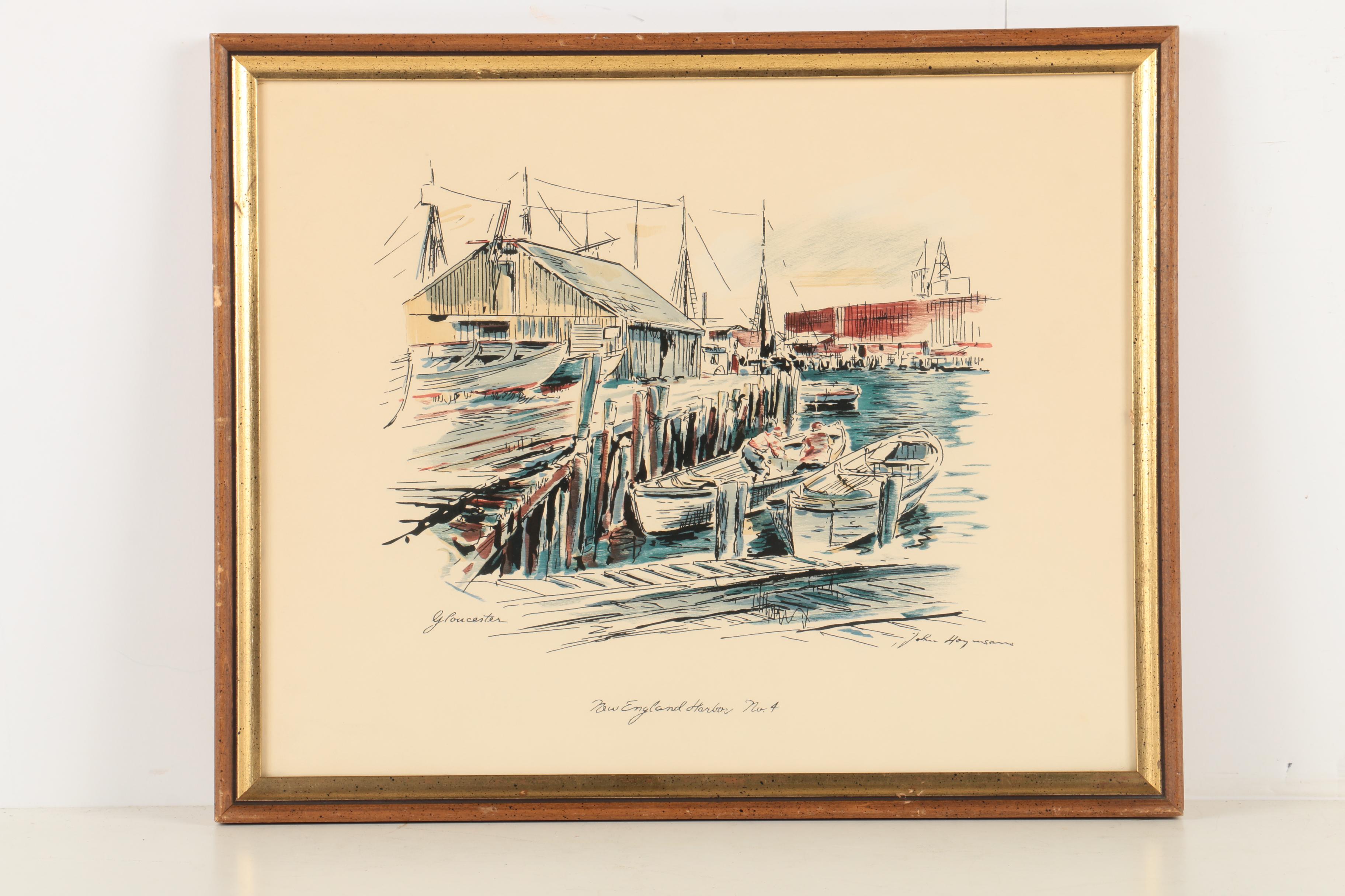 John Haymson Hand Tinted Lithographs of Marine Scenes