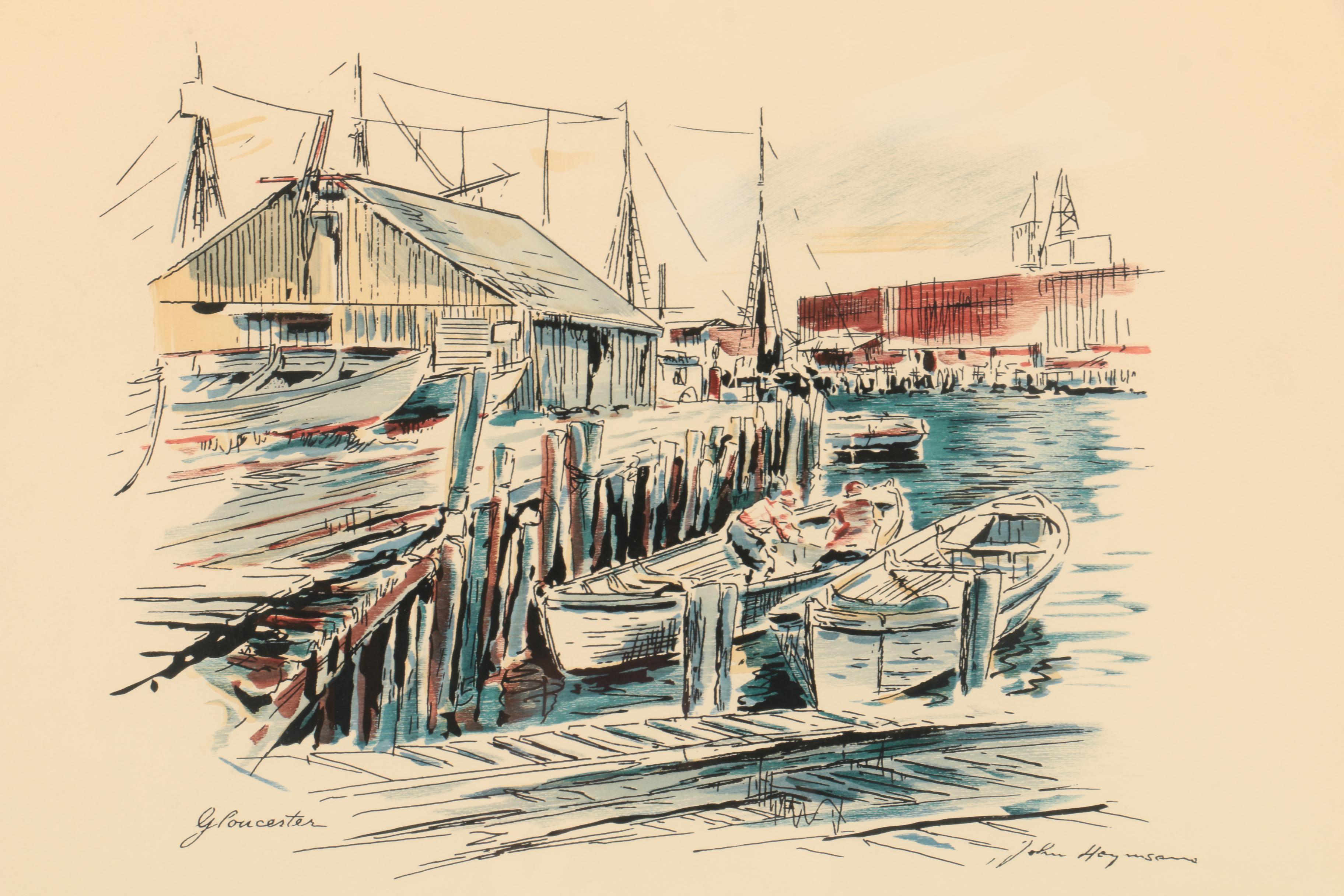 John Haymson Hand Tinted Lithographs of Marine Scenes