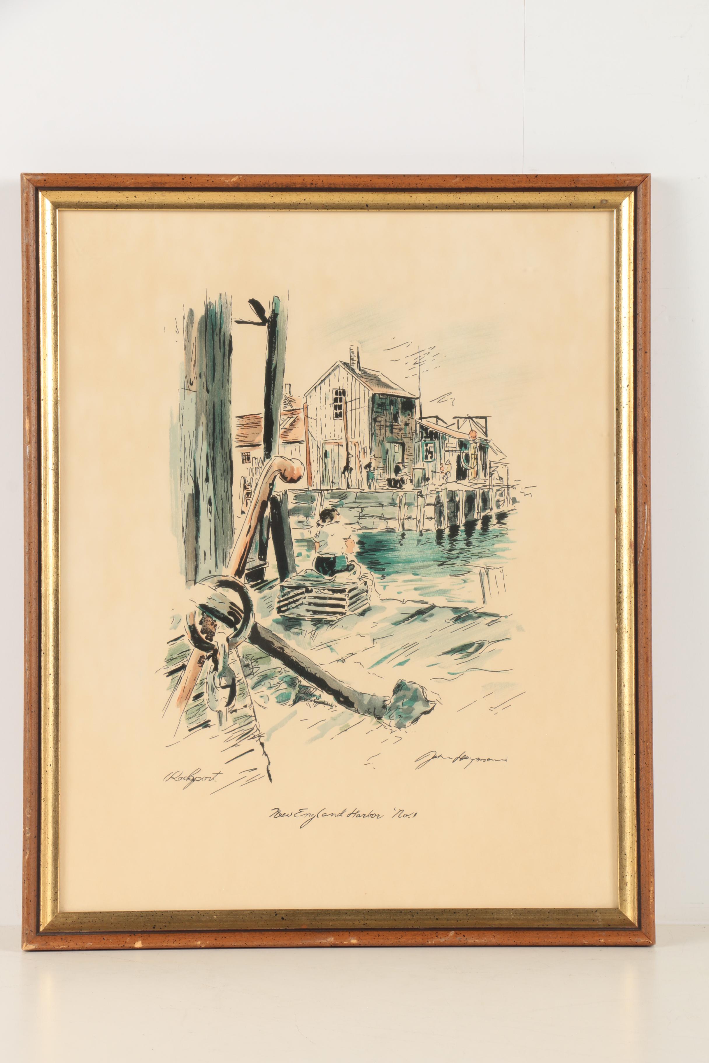 John Haymson Hand Tinted Lithographs of Marine Scenes