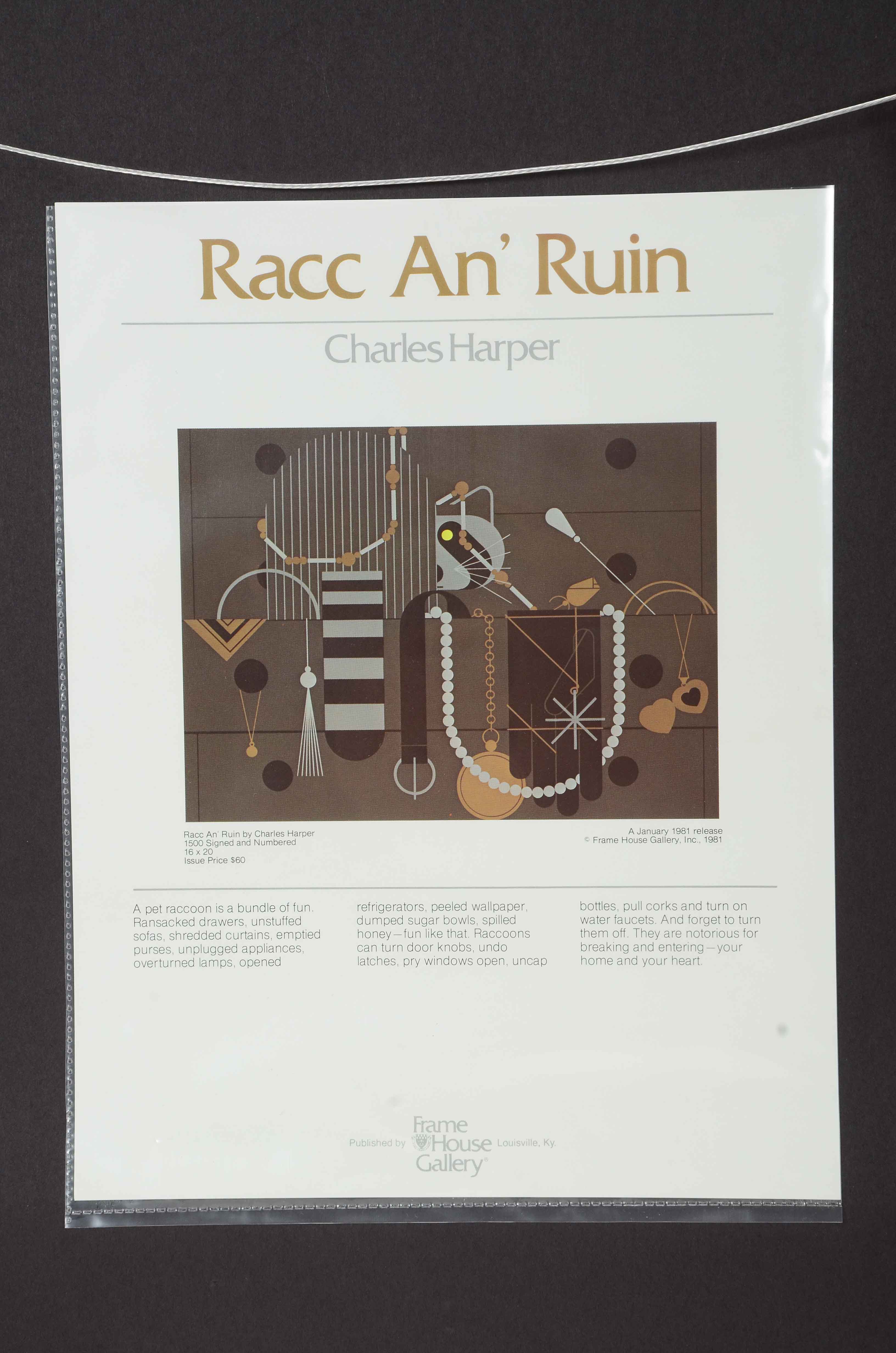 Charley Harper Limited Edition Serigraph "Racc An' Ruin"