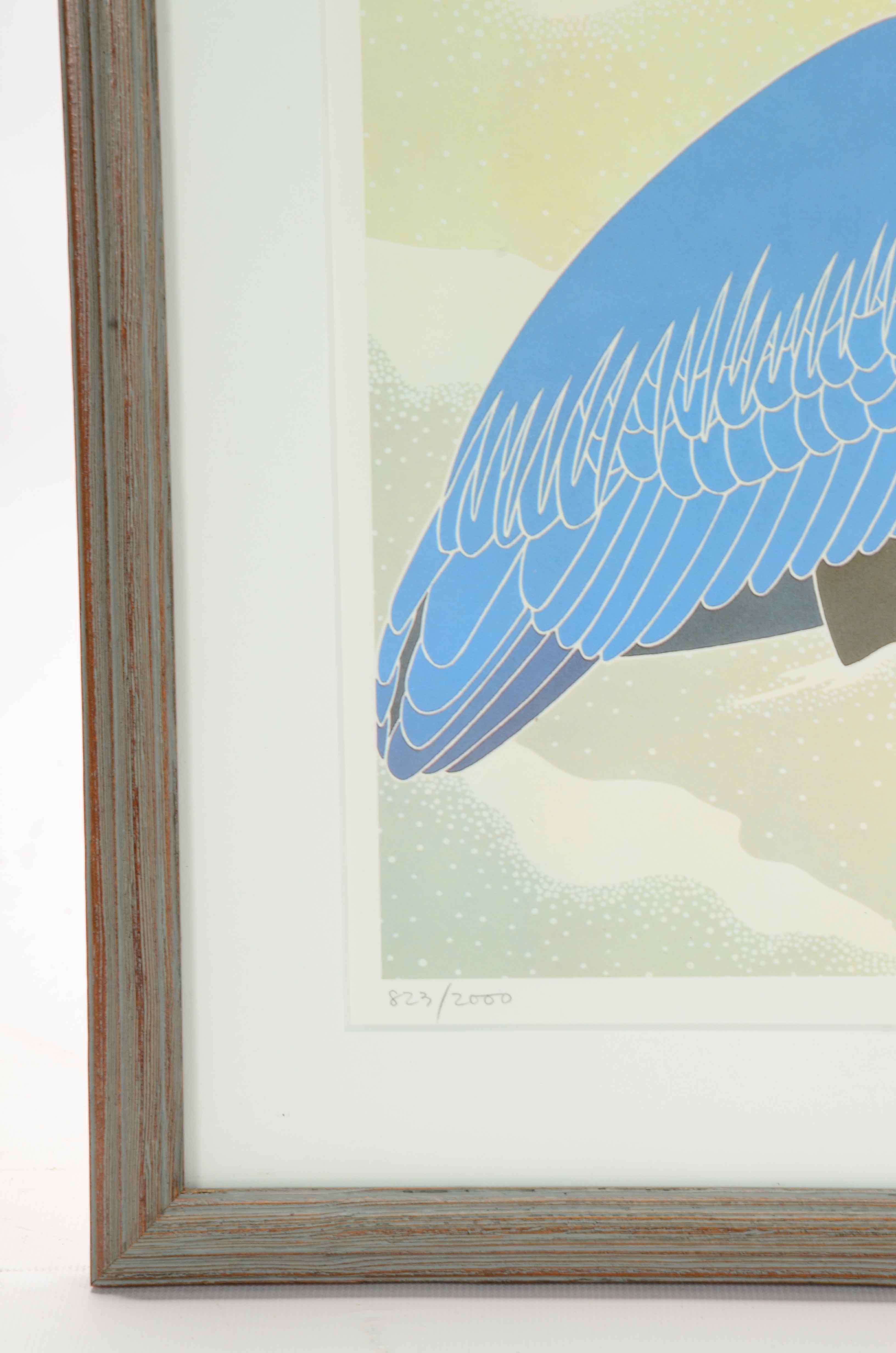 Ikki Matsumoto Signed Limited Edition Offset Lithograph Print of a Blue Heron