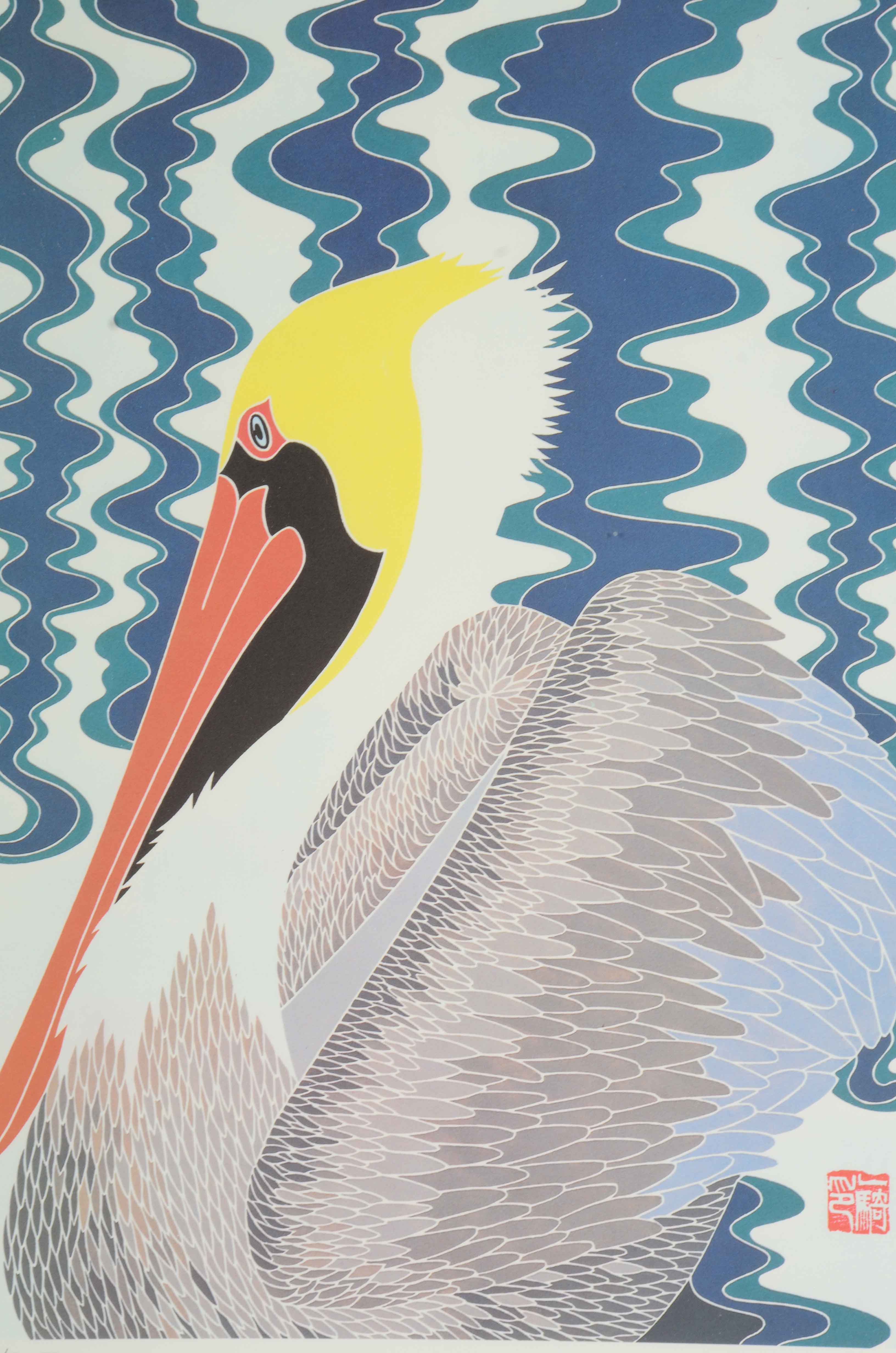 Ikki Matsumoto Signed Limited Edition Offset Lithograph Print of a Pelican