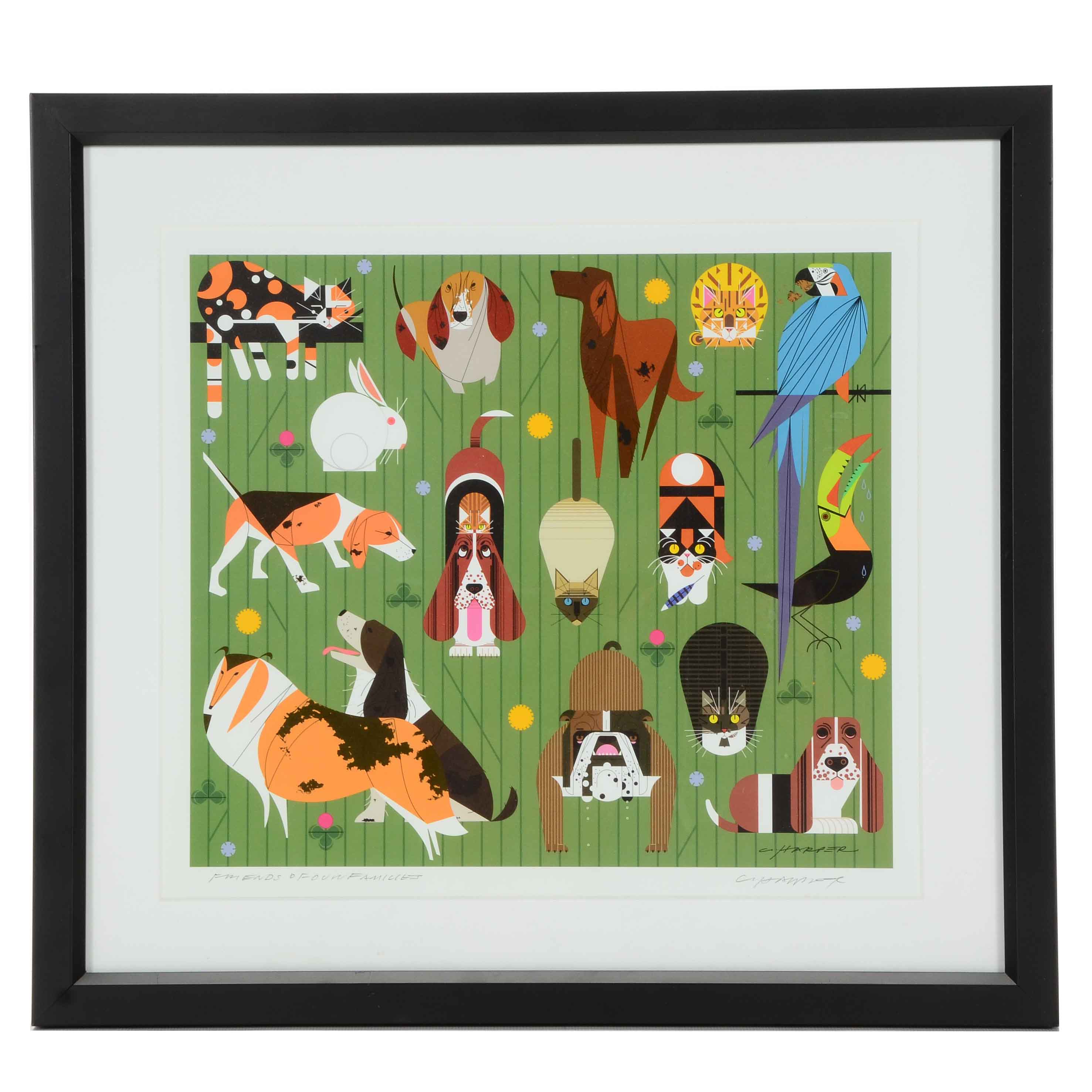 Charley Harper Offset Lithograph "Friends of Our Families"