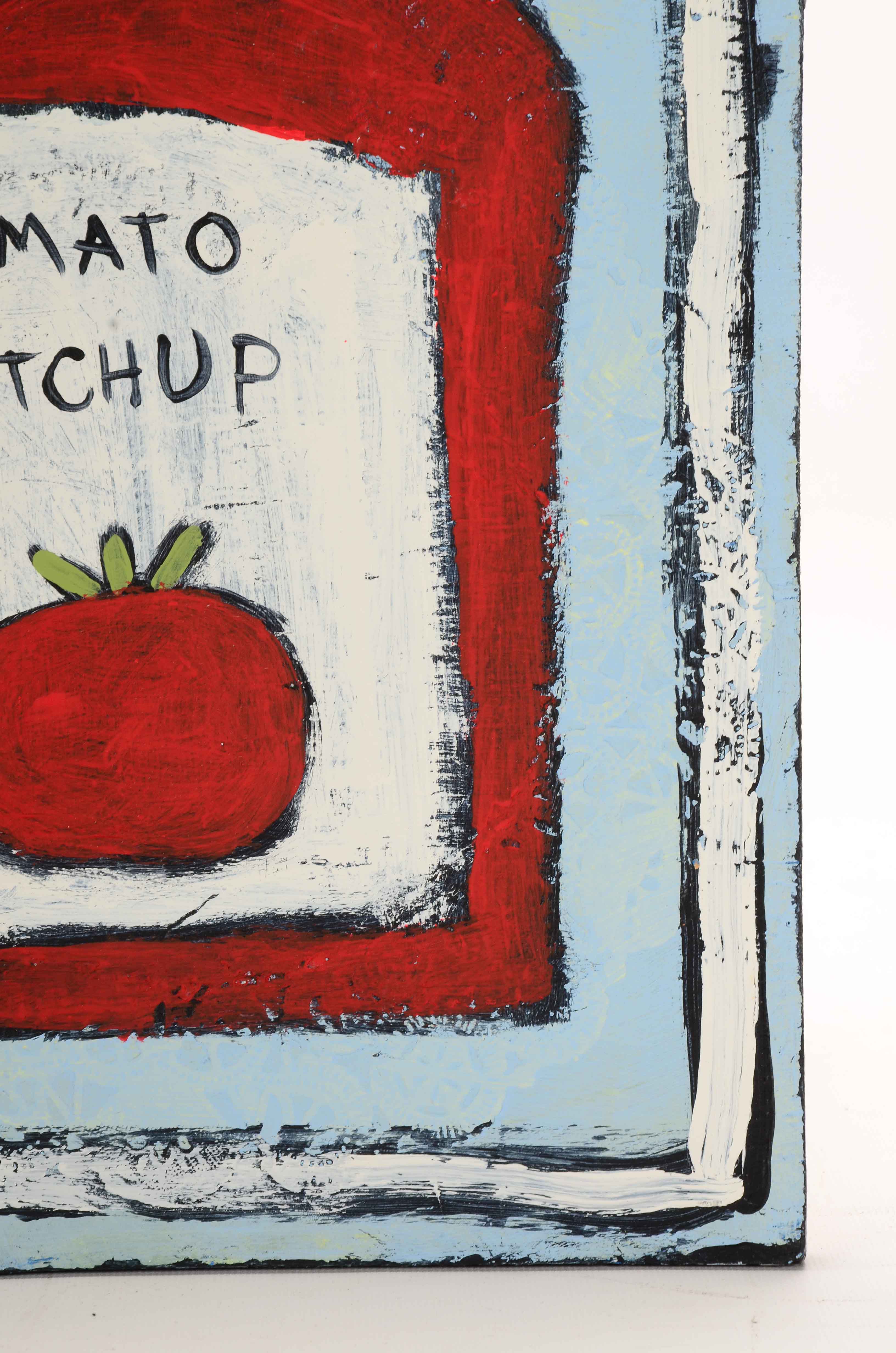 Sweet Tea Signed Original Mixed Media Painting of a Ketchup Bottle