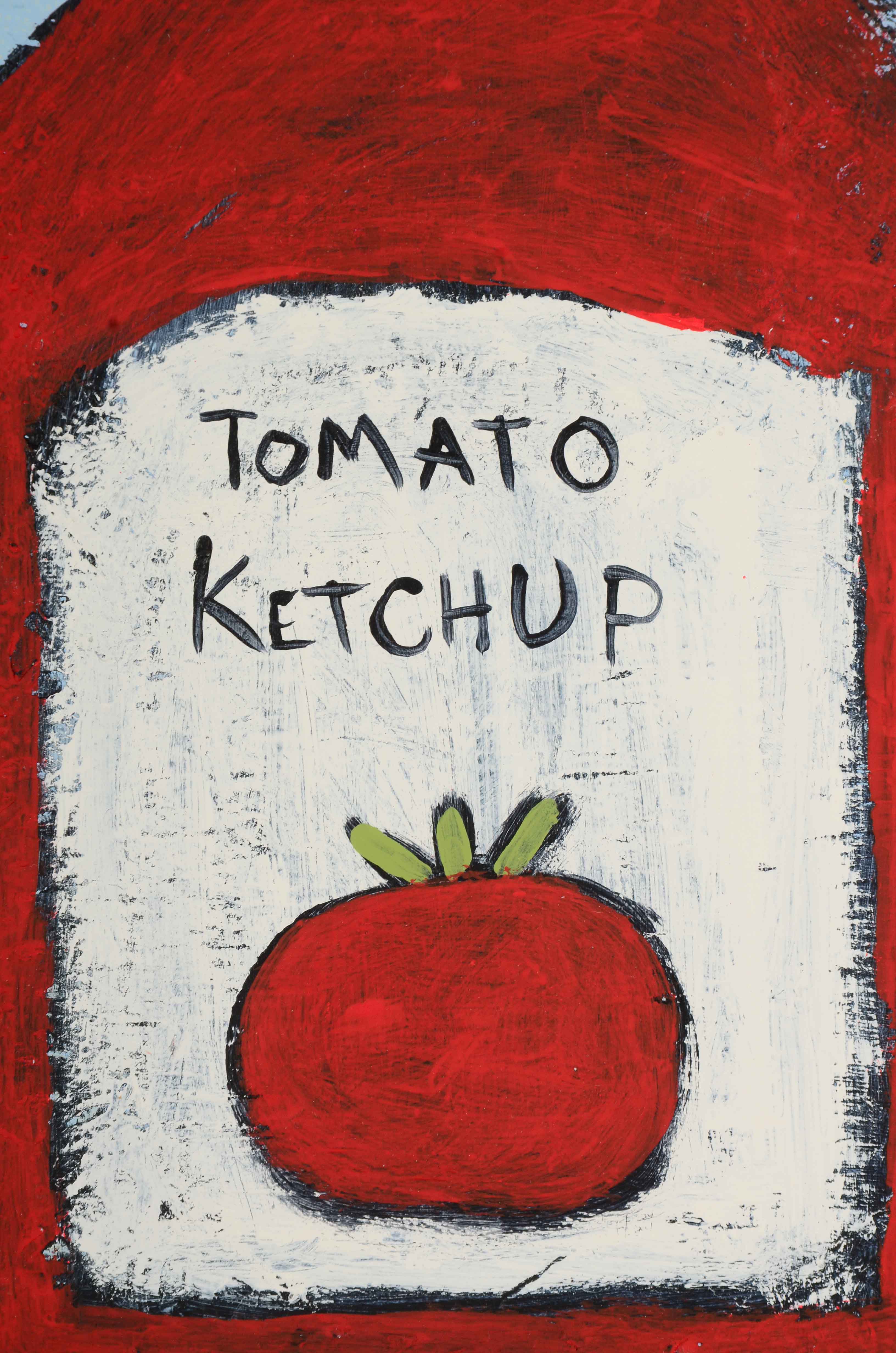 Sweet Tea Signed Original Mixed Media Painting of a Ketchup Bottle