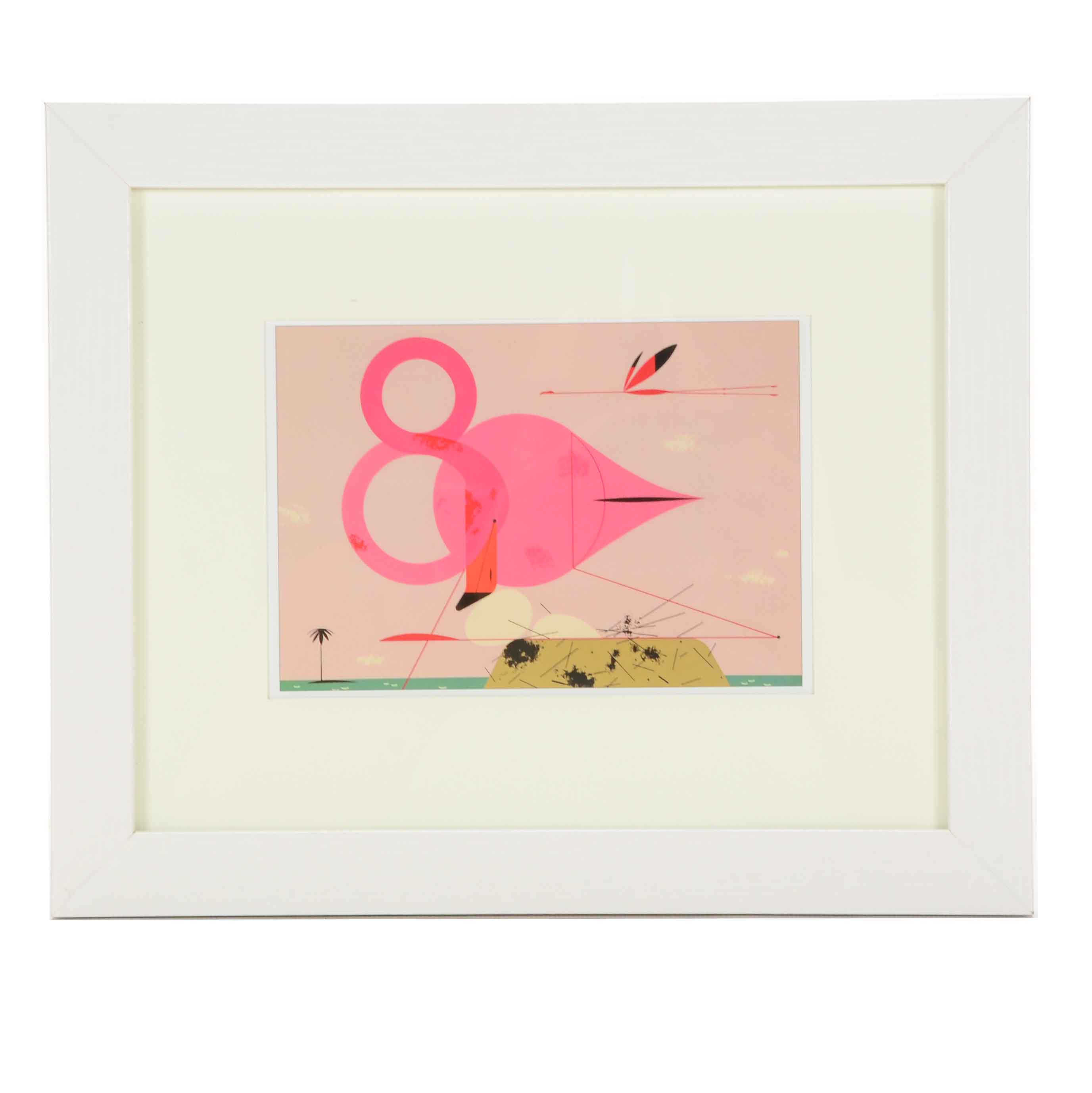 Charley Harper Offset Lithograph "Flamingo"