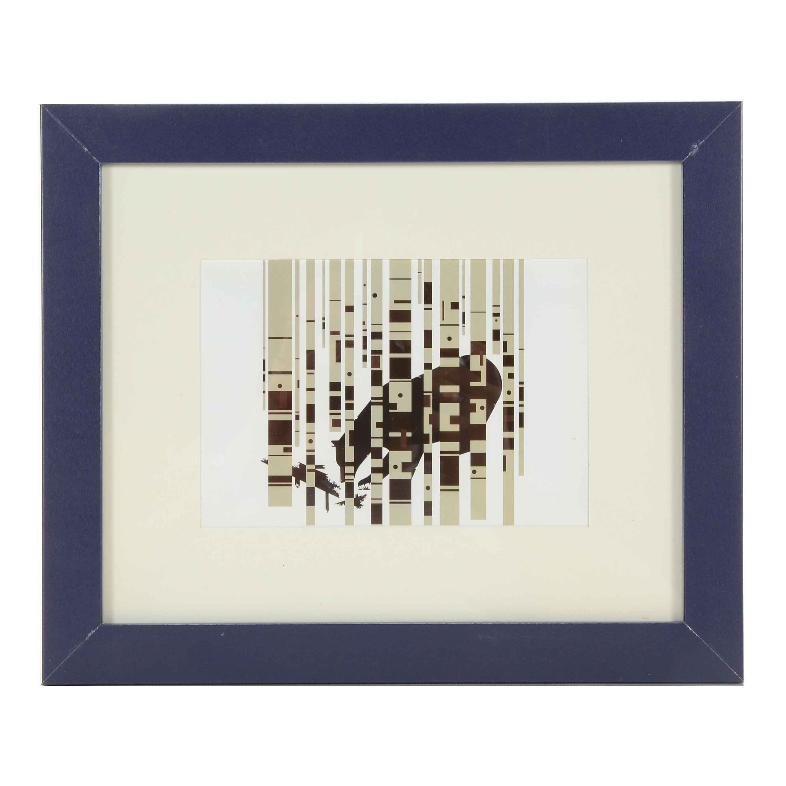 Charley Harper Offset Lithograph "Bear in the Birches"