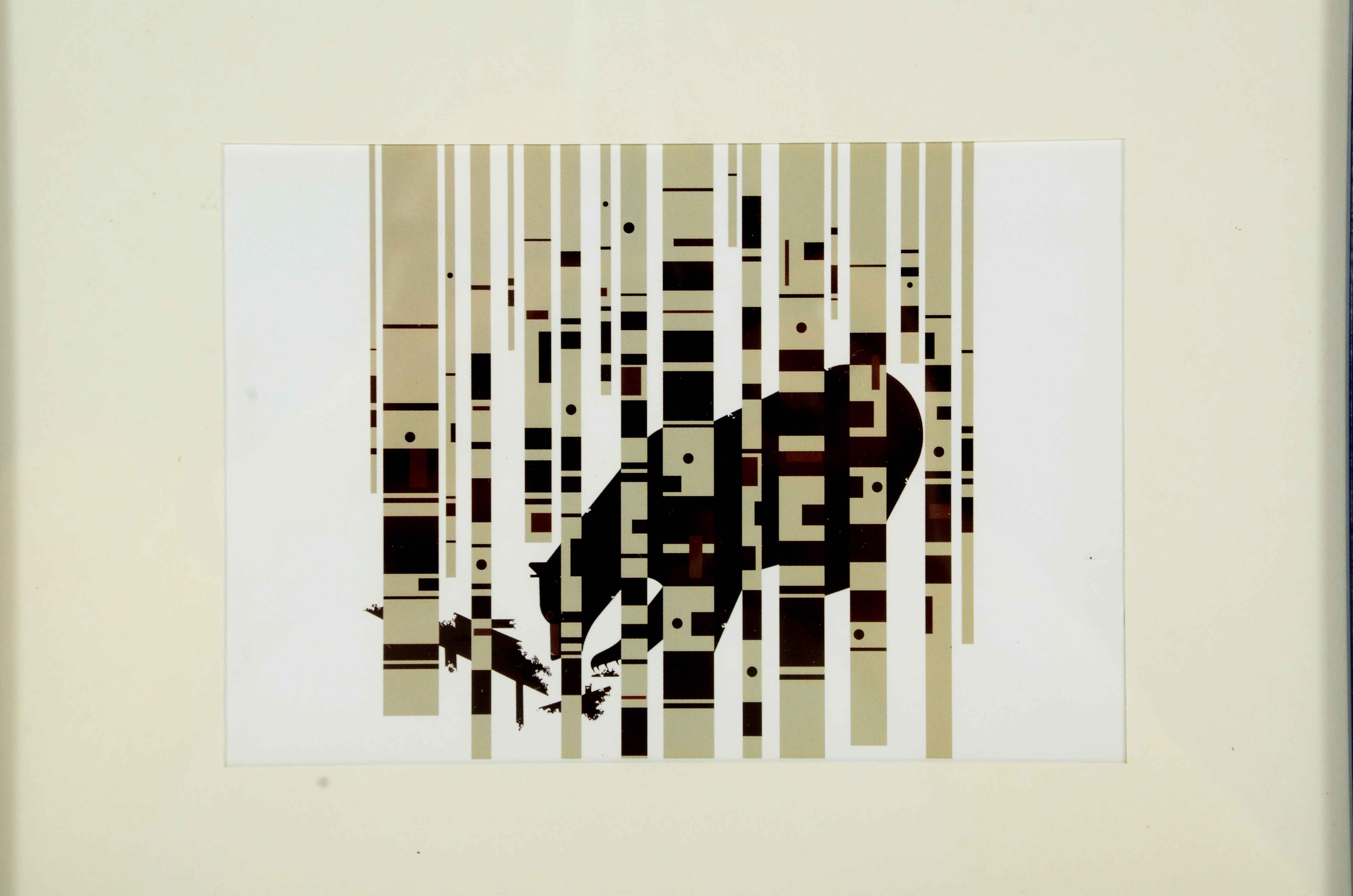 Charley Harper Offset Lithograph "Bear in the Birches"