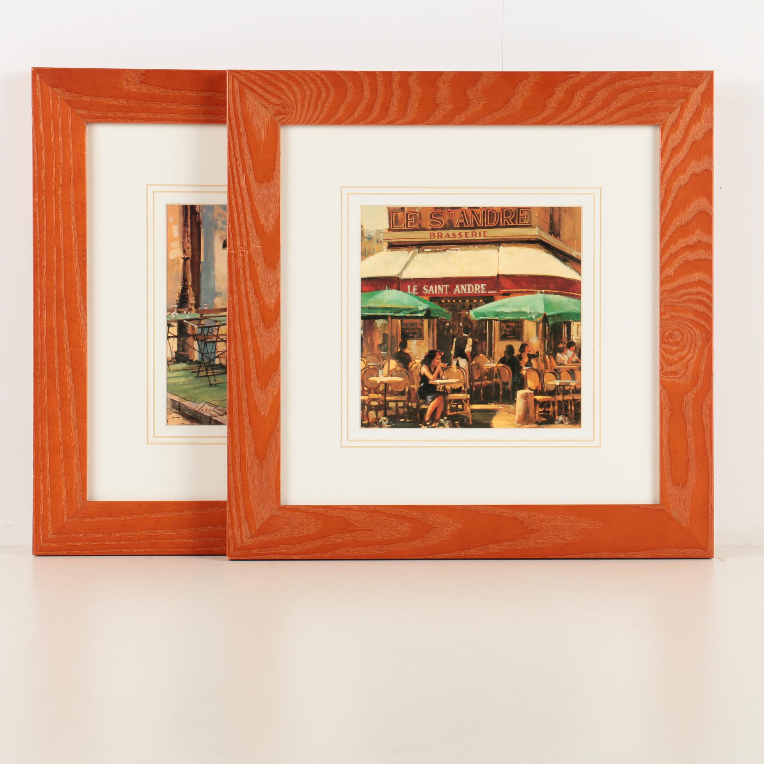 Two Offset Lithograph Prints On Paper of Paintings of Modern Street Scenes