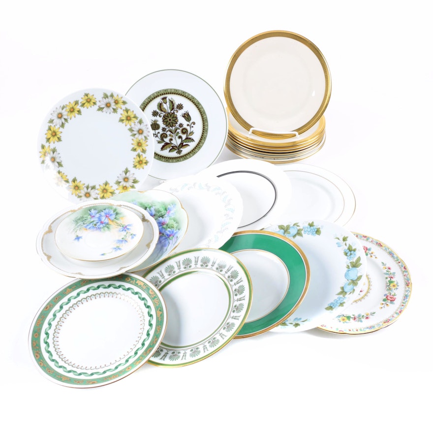Porcelain Plates Including Wedgwood and Royal Crown Derby