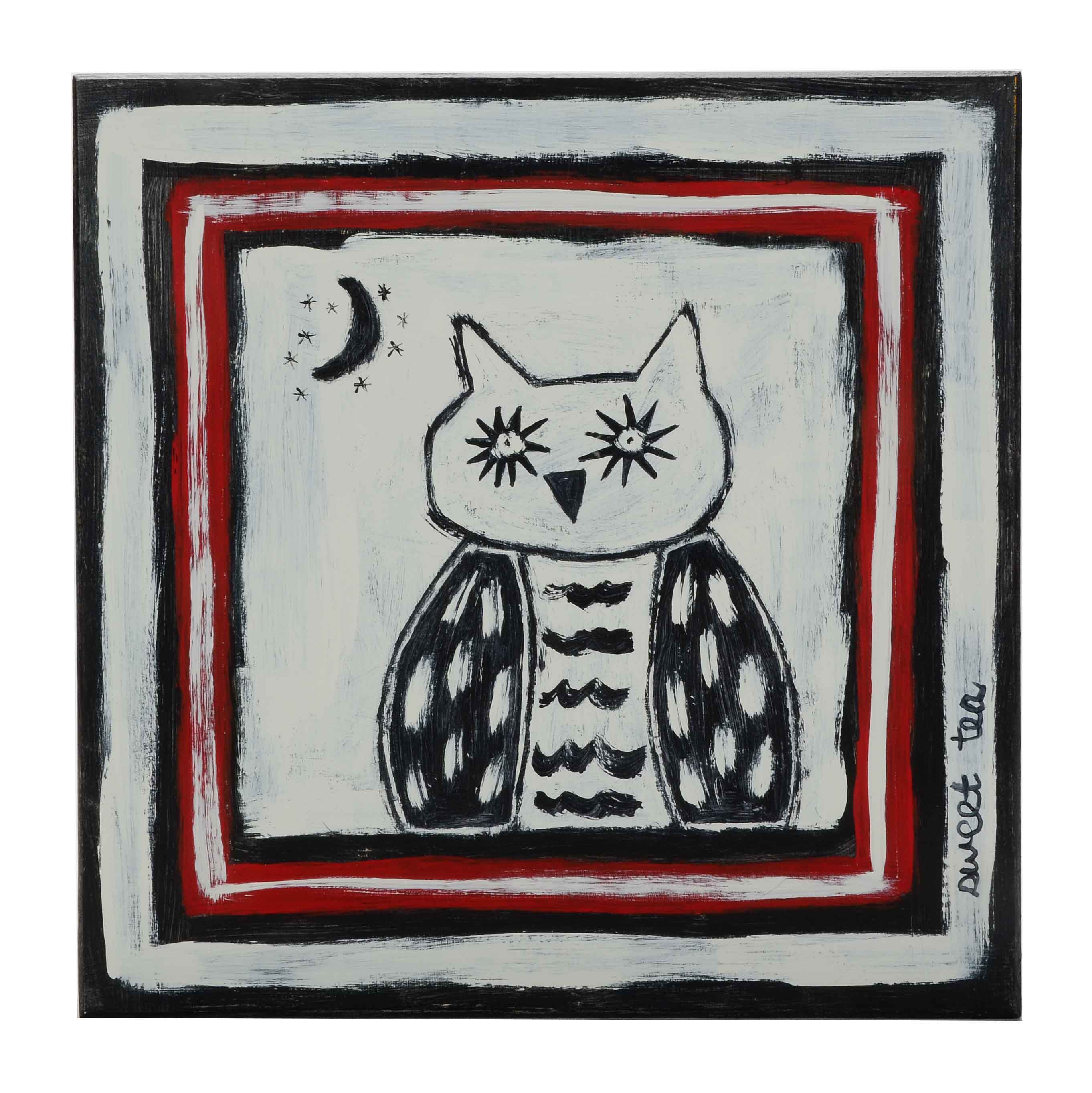 Sweet Tea Signed Original Acrylic Painting of an Owl