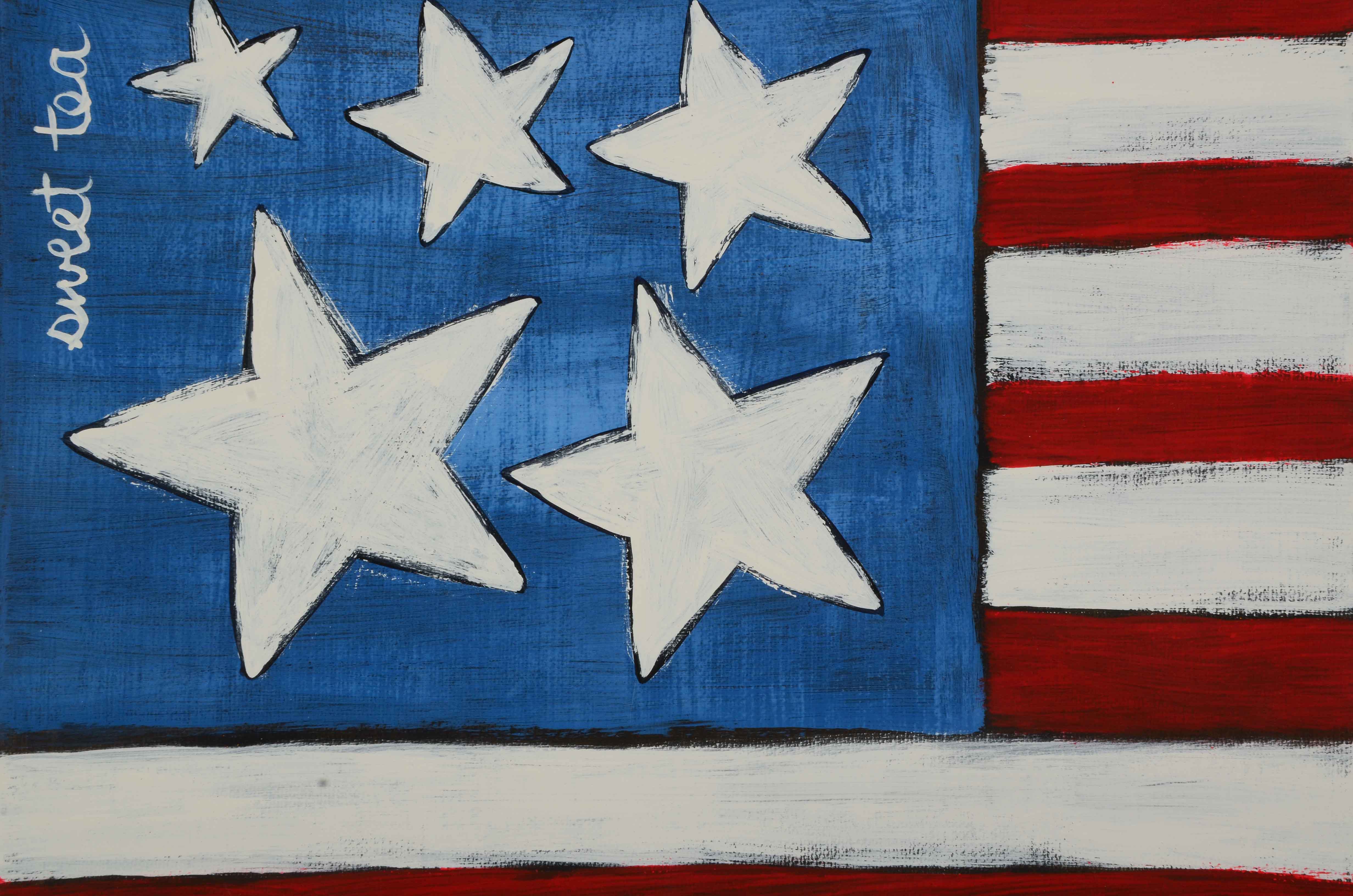 Sweet Tea Signed Original Acrylic Painting of an American Flag
