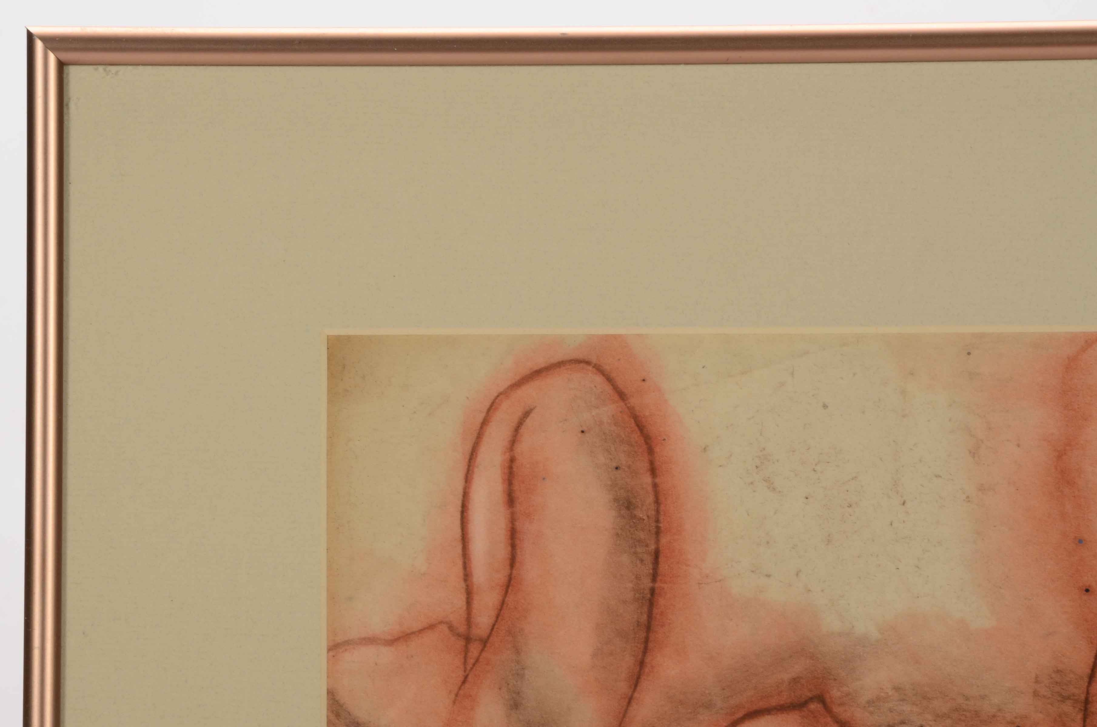 Mixed Media Figure Drawing on Paper Attributed to George Campbell