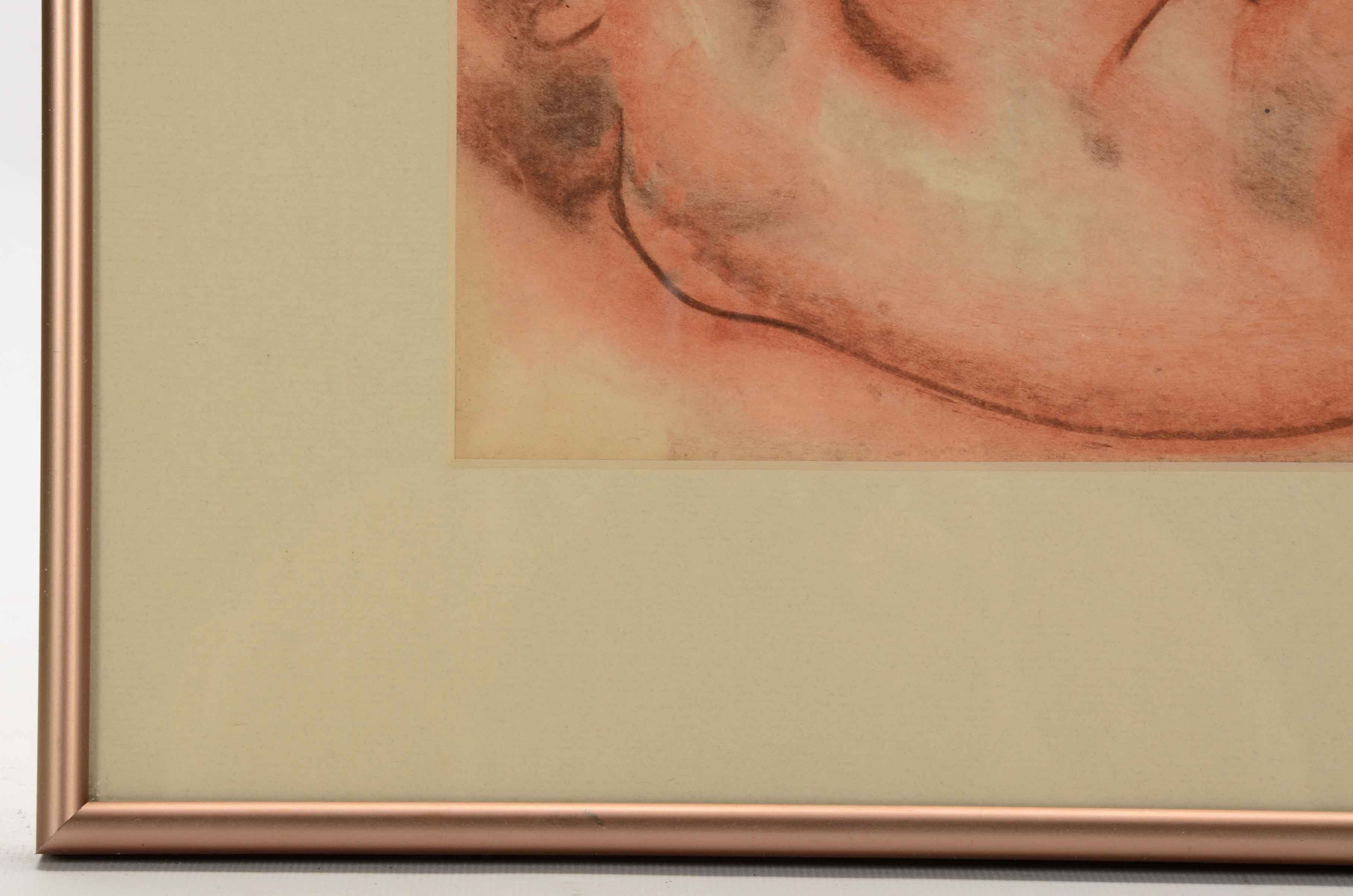 Mixed Media Figure Drawing on Paper Attributed to George Campbell