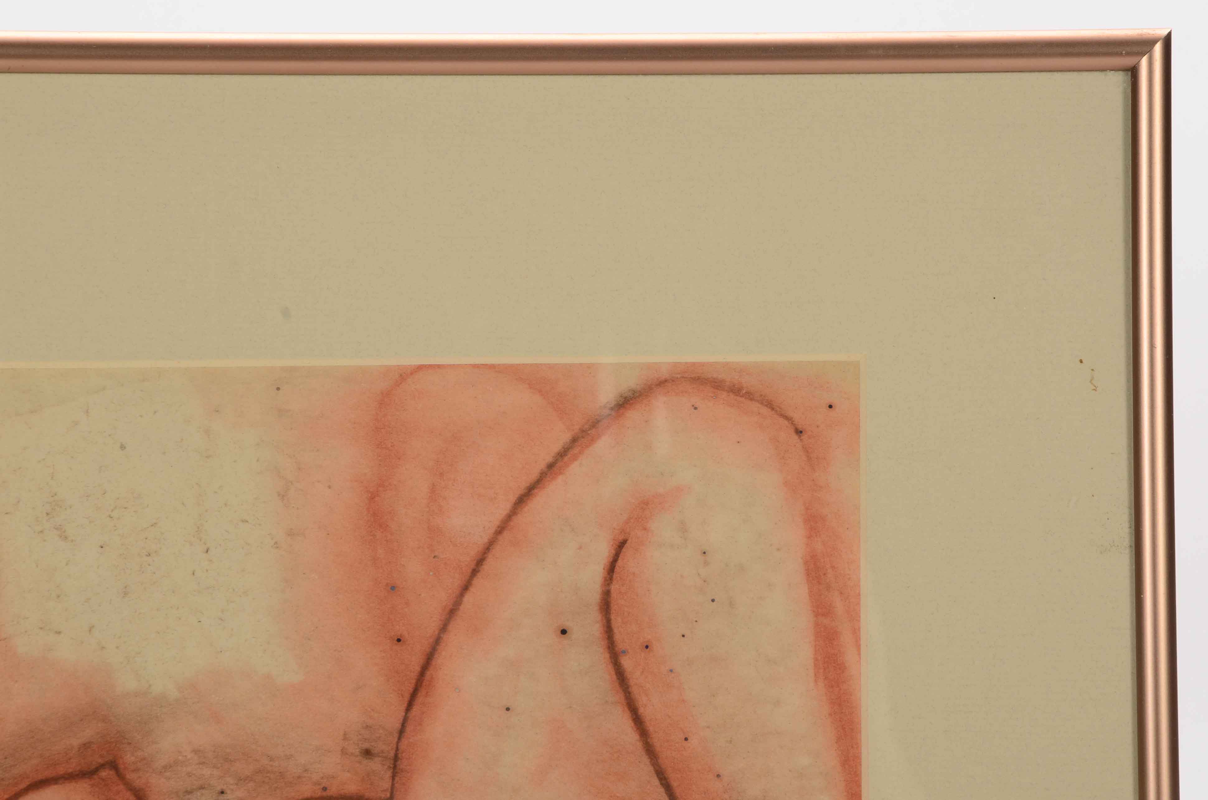 Mixed Media Figure Drawing on Paper Attributed to George Campbell