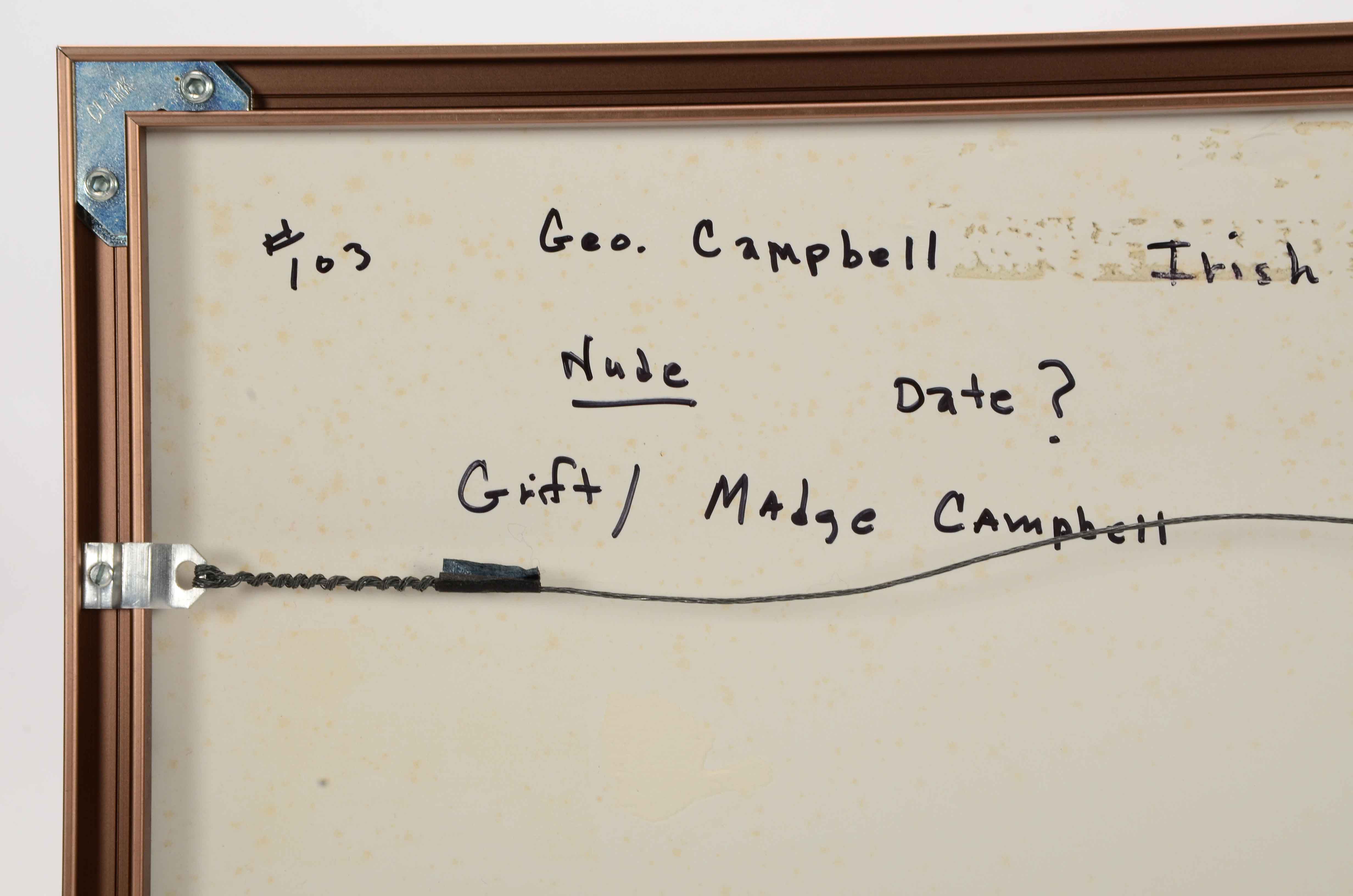 Mixed Media Figure Drawing on Paper Attributed to George Campbell