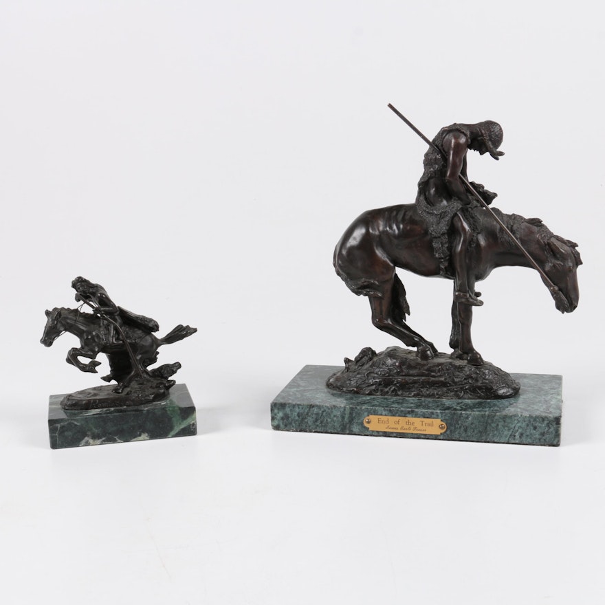 American West Themed Bronze Figures Including After Remington