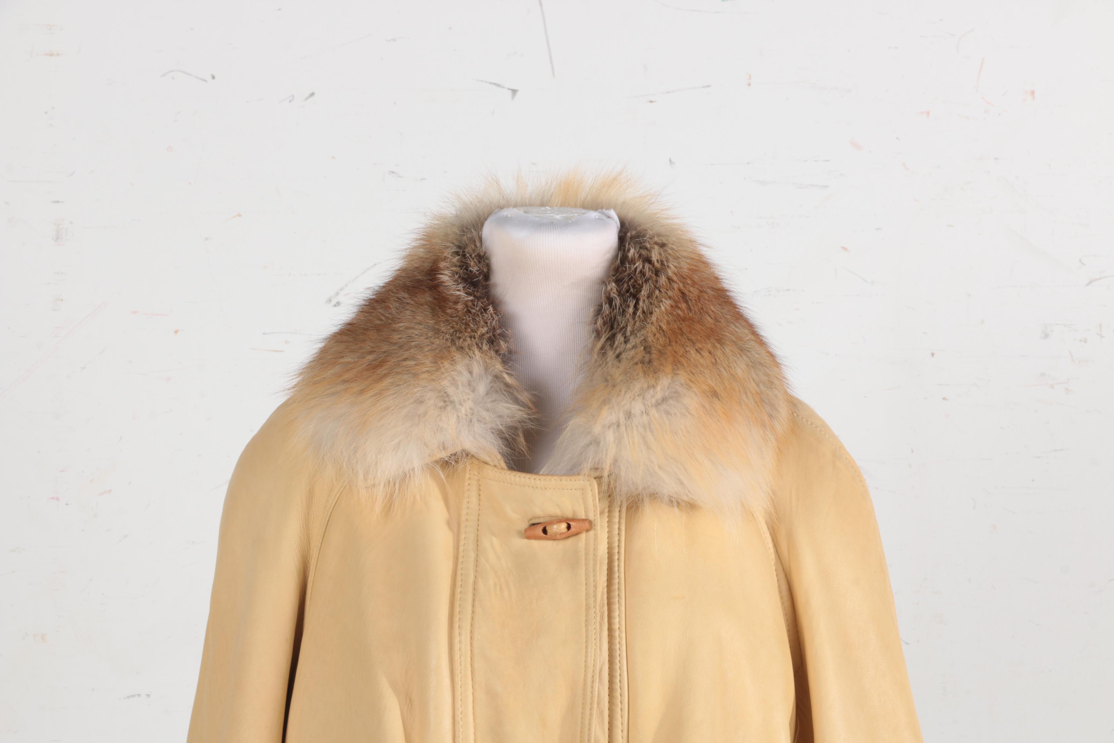 Leather Coat with Fox Fur by Damselle LTD