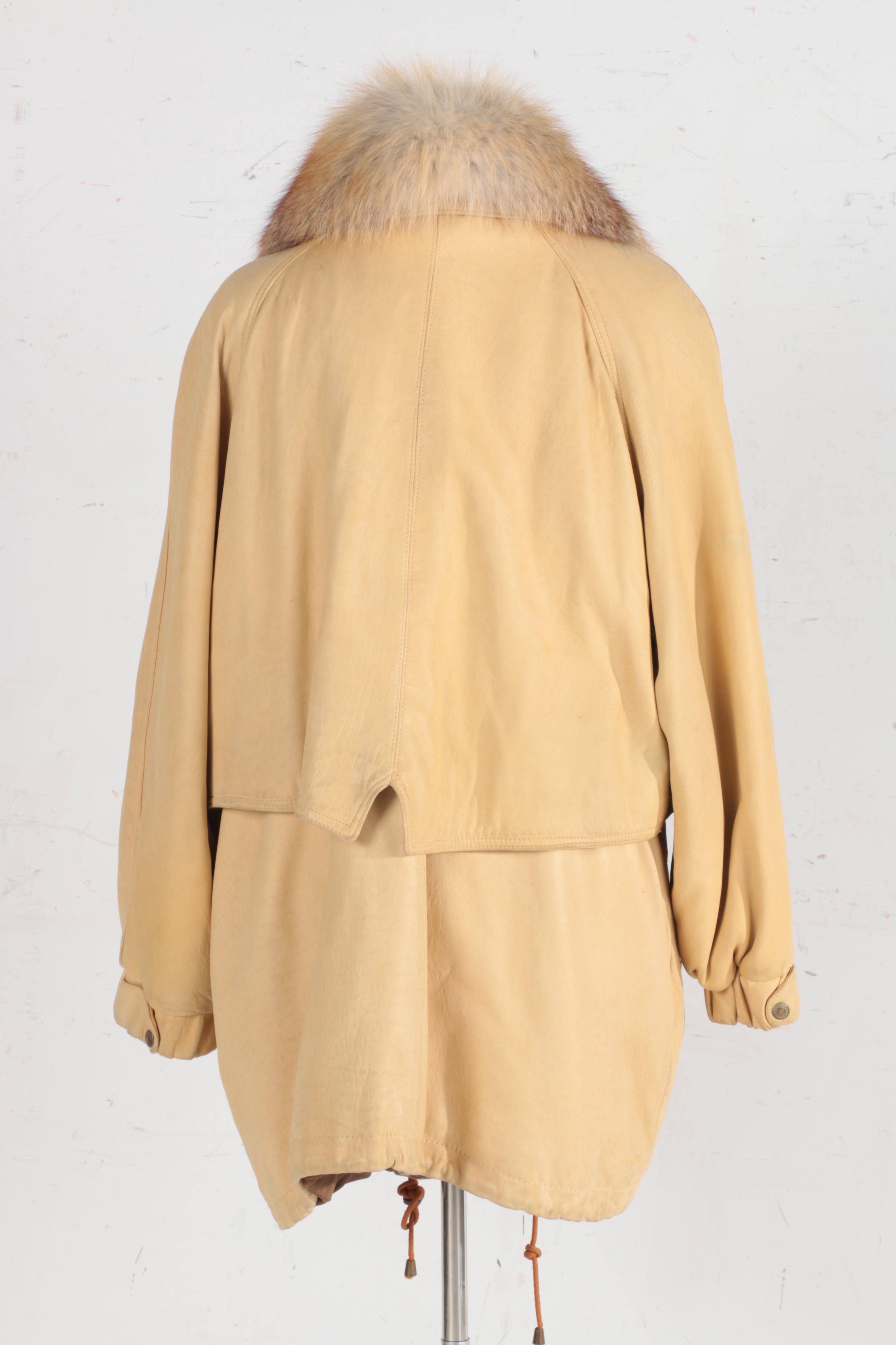 Leather Coat with Fox Fur by Damselle LTD