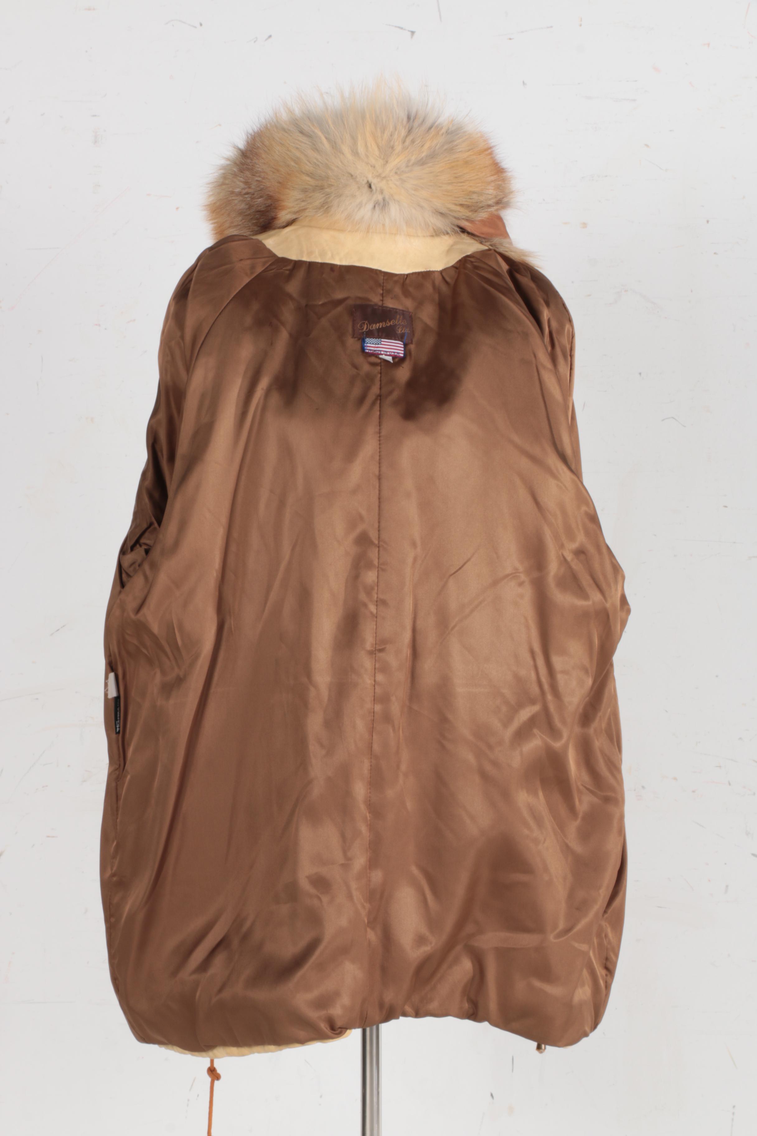 Leather Coat with Fox Fur by Damselle LTD