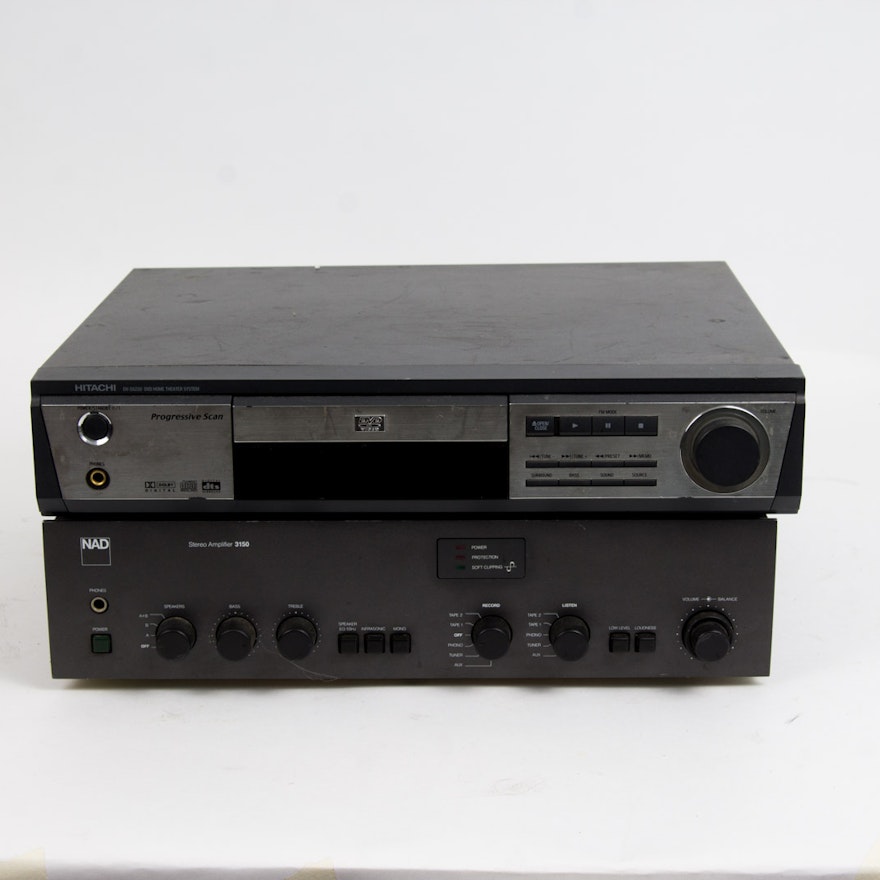 Hitachi DV-S522U DVD Receiver and NAD 3150 Stereo Amplifier