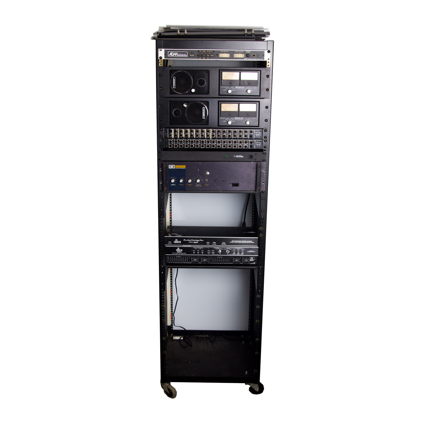 Audio Rack System With Assorted Recording Equipment