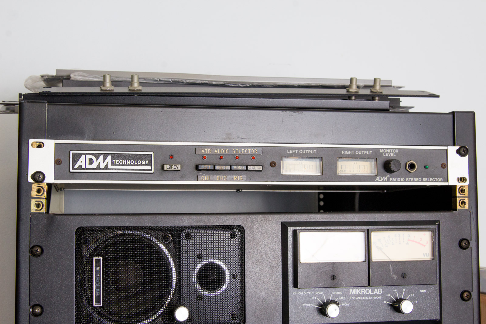 Audio Rack System With Assorted Recording Equipment