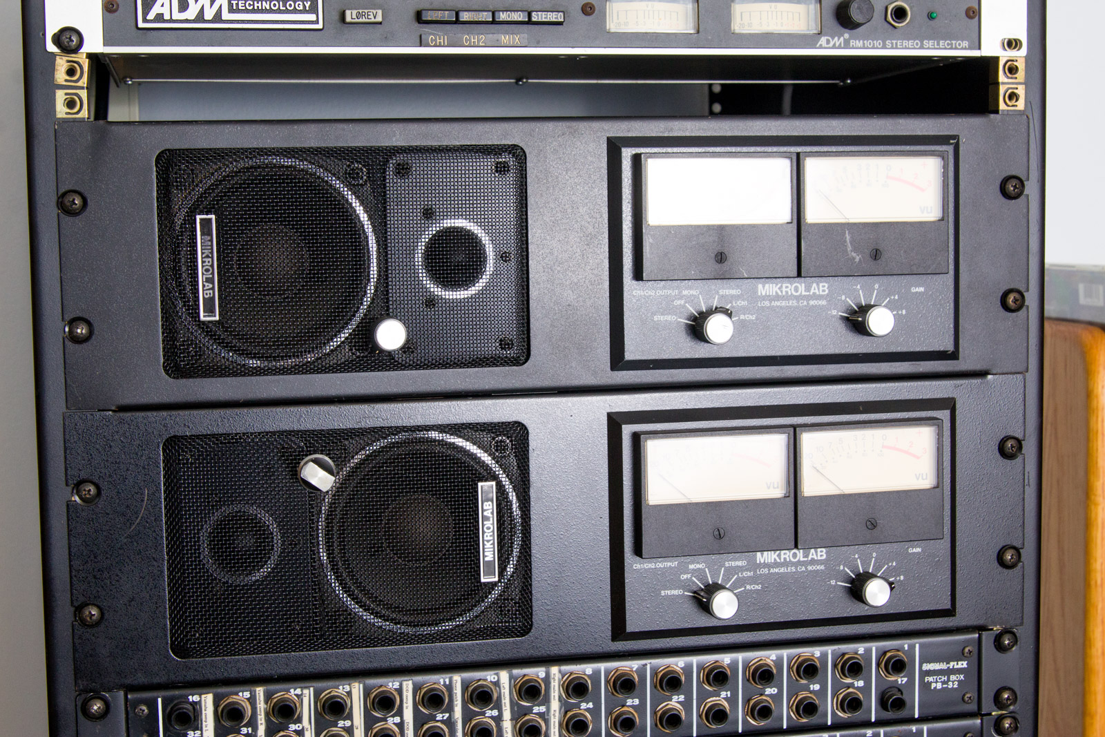 Audio Rack System With Assorted Recording Equipment