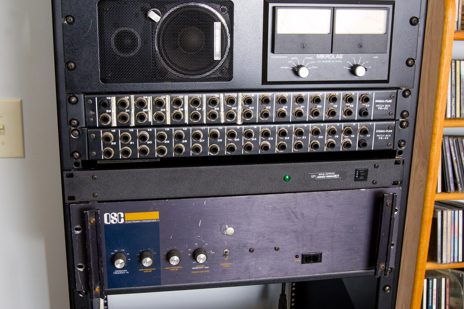 Audio Rack System With Assorted Recording Equipment
