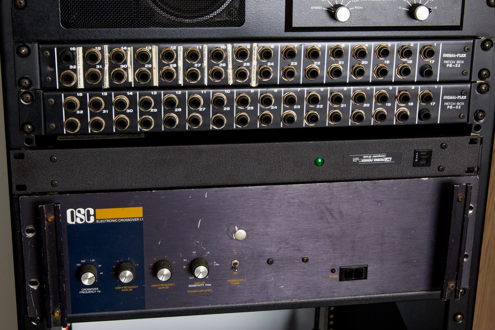 Audio Rack System With Assorted Recording Equipment