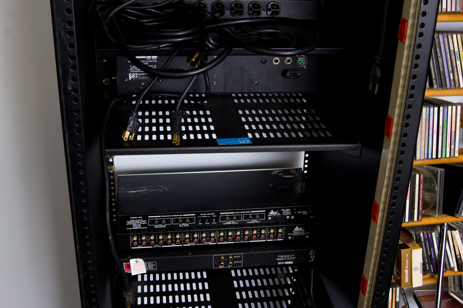 Audio Rack System With Assorted Recording Equipment