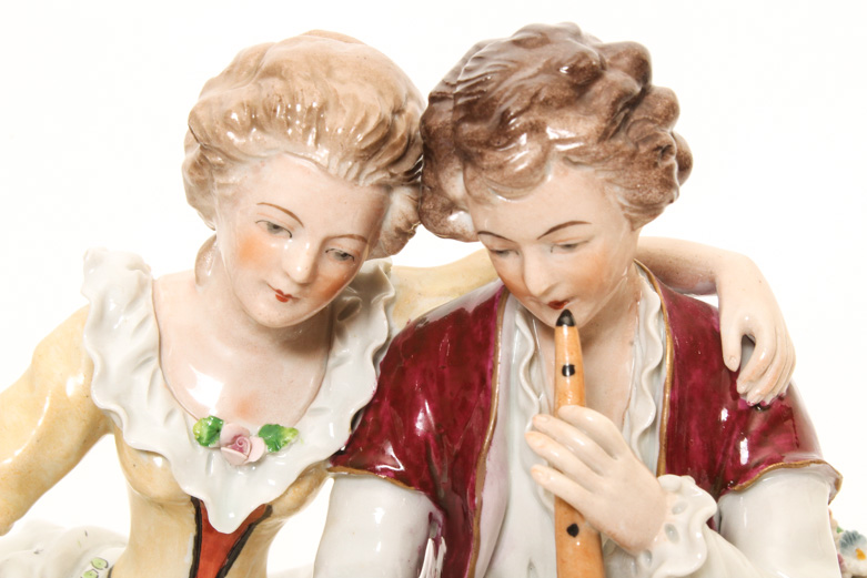 Sitzendorf Porcelain Figurine of a Couple with Sheep