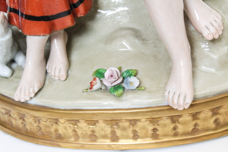 Sitzendorf Porcelain Figurine of a Couple with Sheep